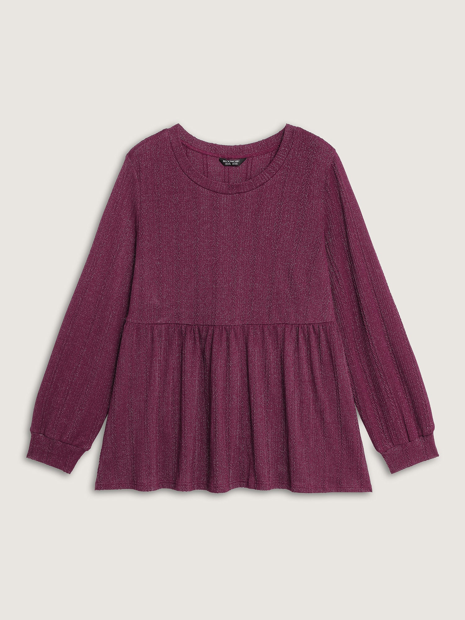 Textured Stretchy Flared Knit Top - Image 7