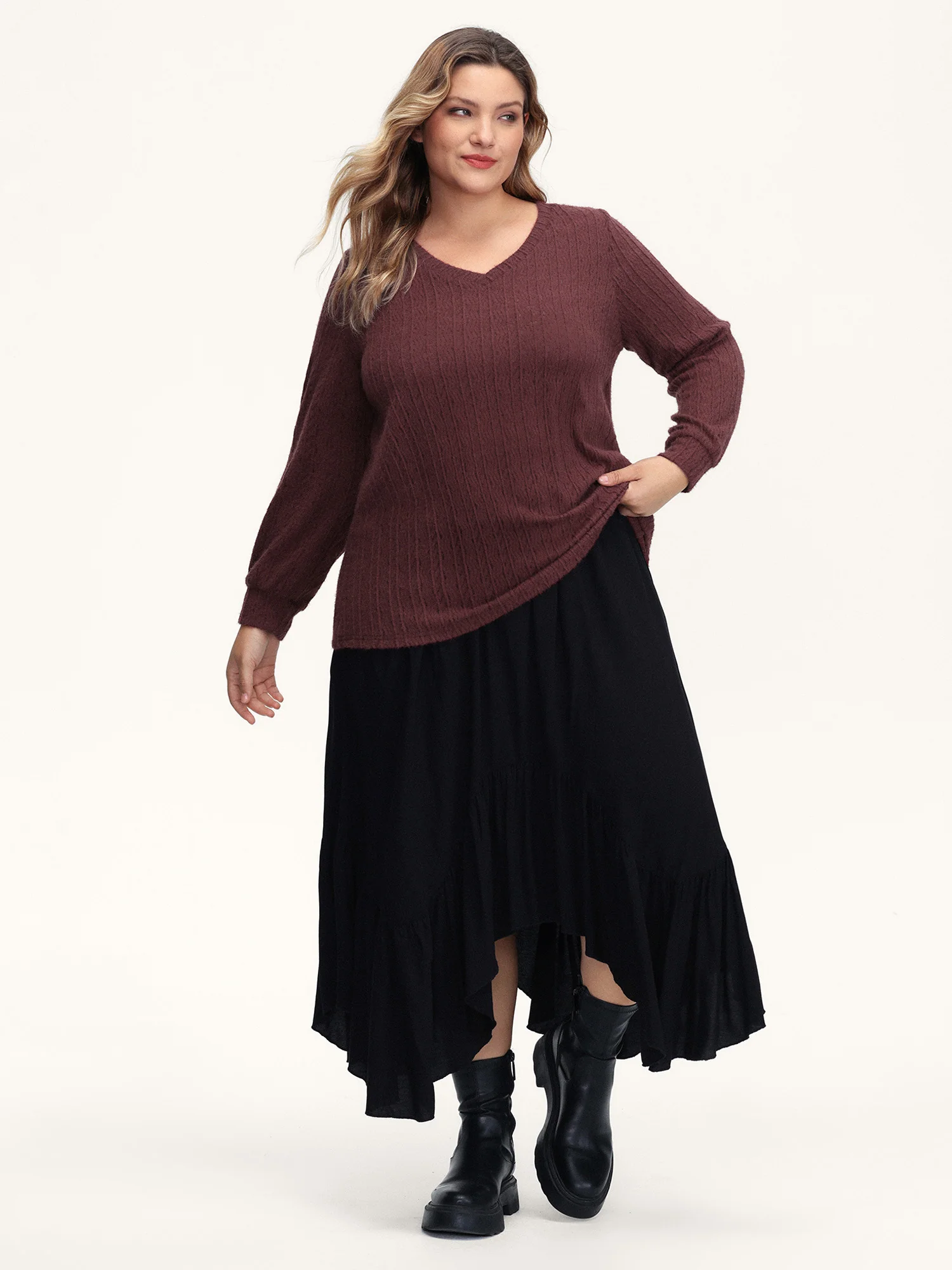 Textured Stretchy Furry Fabric T-Shirt - Image 3