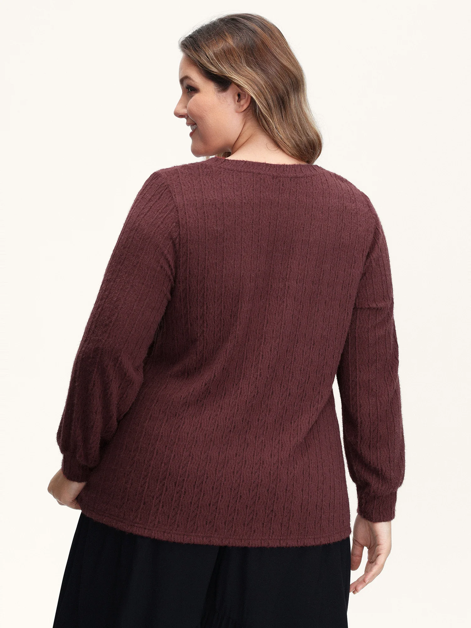 Textured Stretchy Furry Fabric T-Shirt - Image 5