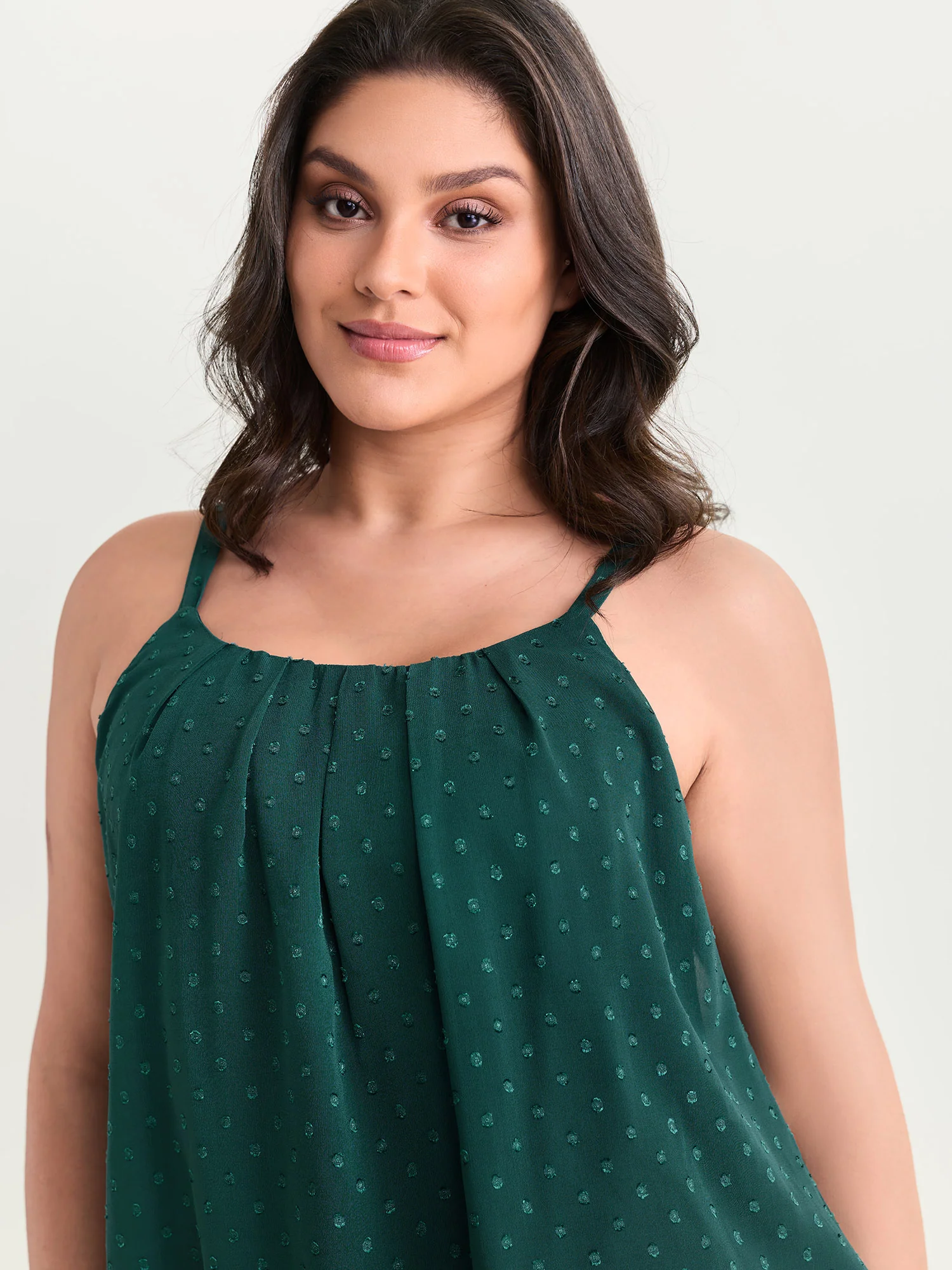 Textured Stretchy Hem Pleated Tank Top - Image 2