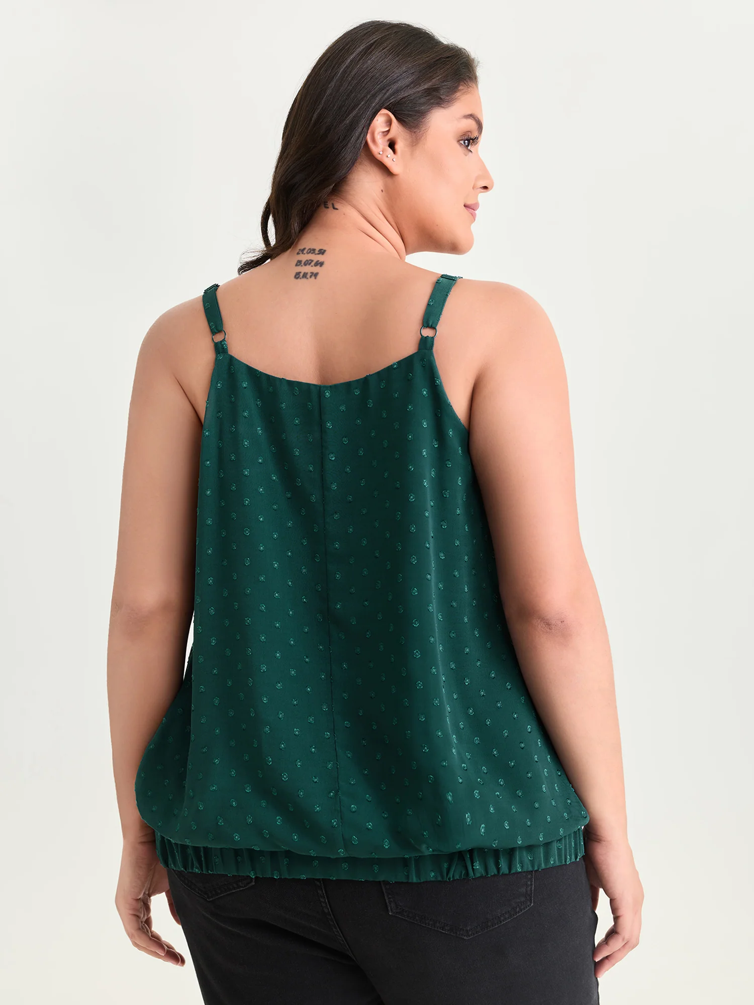 Textured Stretchy Hem Pleated Tank Top - Image 4