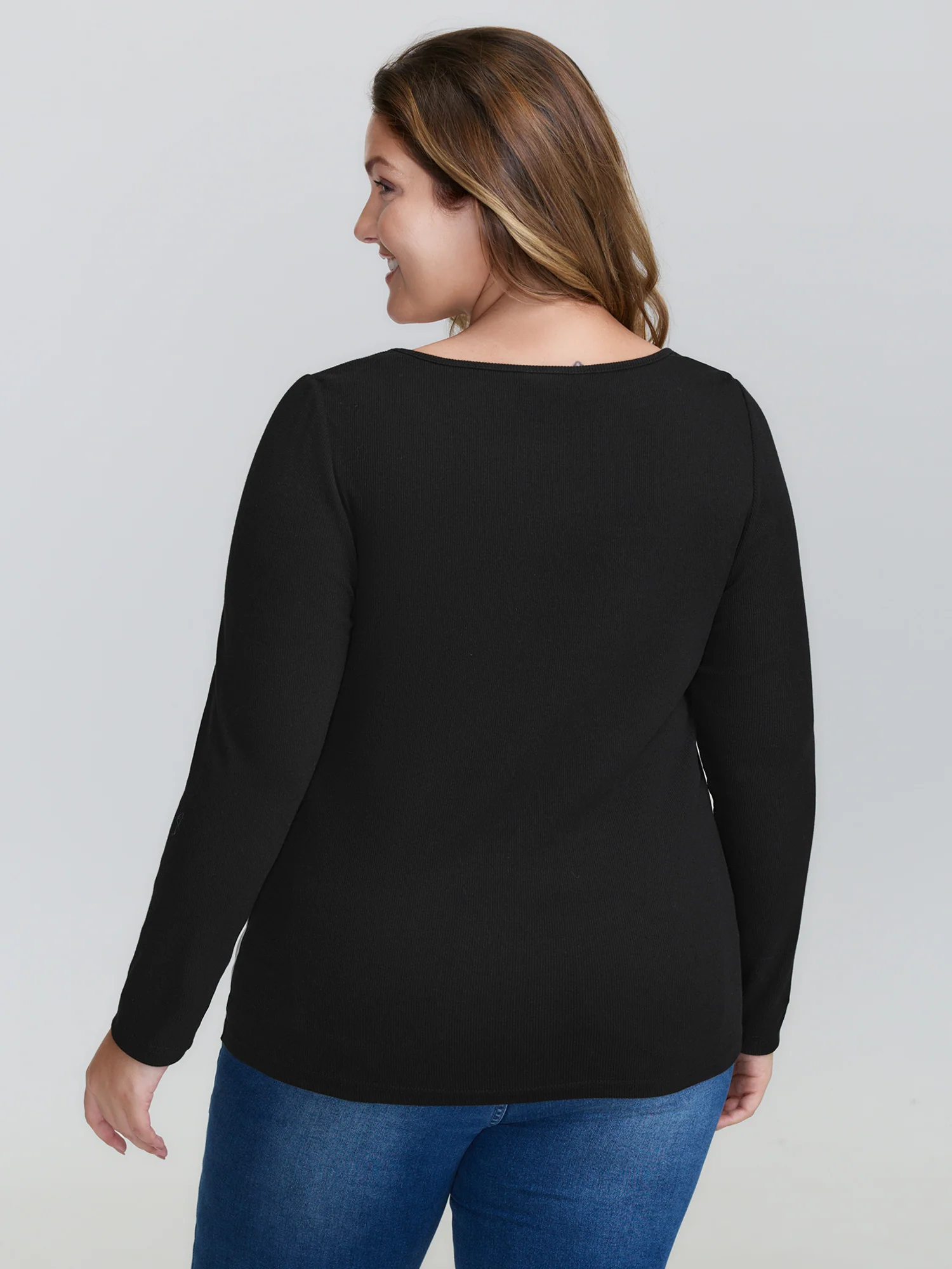 Textured Stretchy Split Hem T-Shirt - Image 4