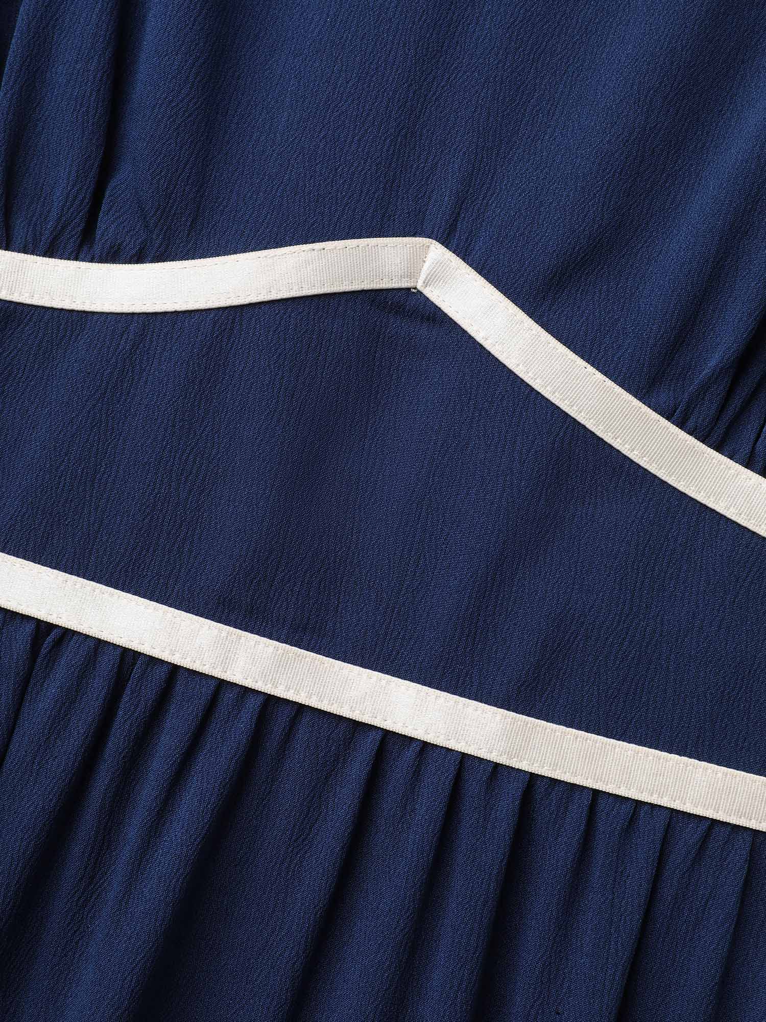 Textured Stretchy Waist Milkmaid Style Midi Dress - Image 5