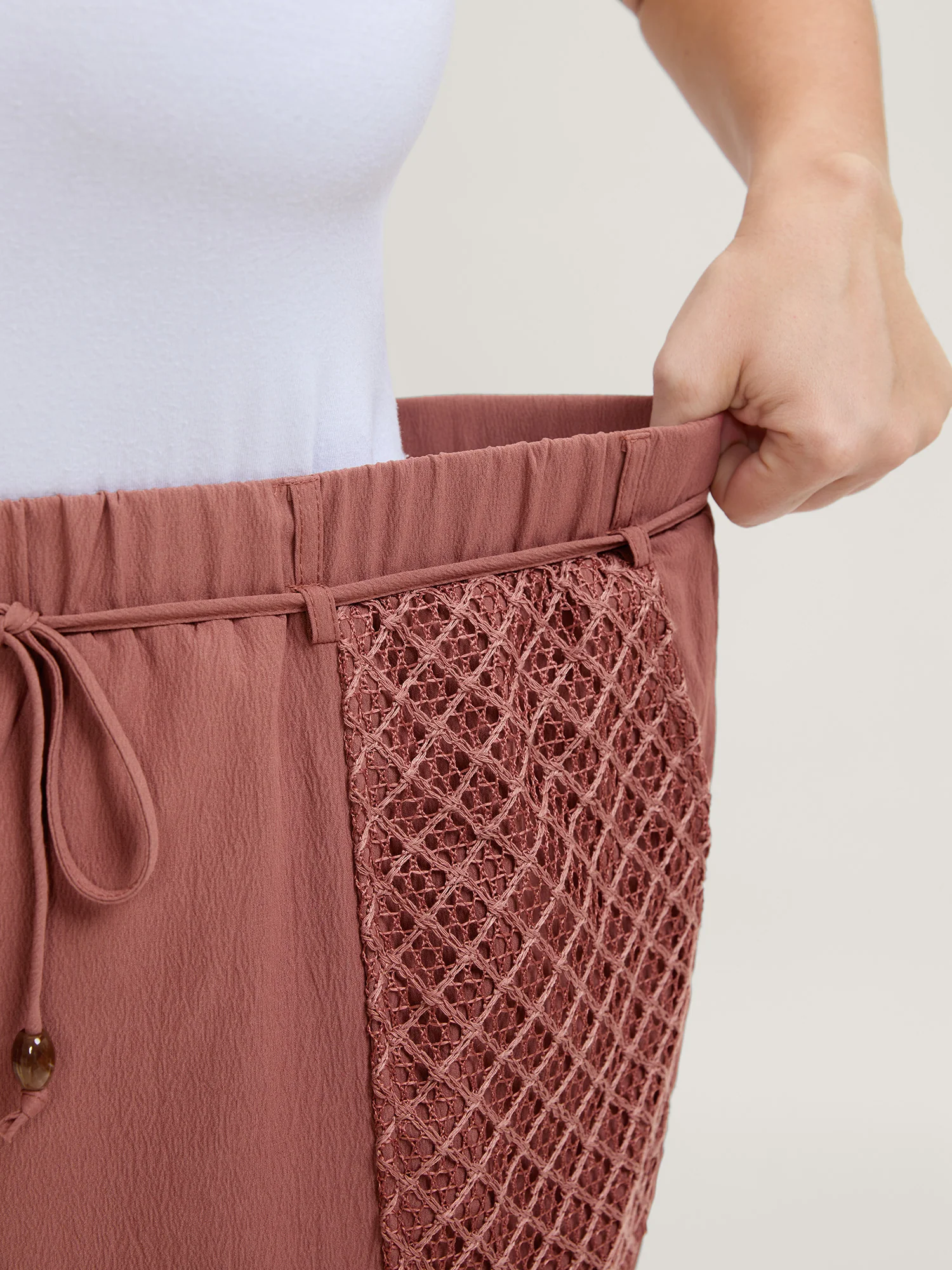 Textured Stretchy Waist Straight-Leg Pants - Image 4