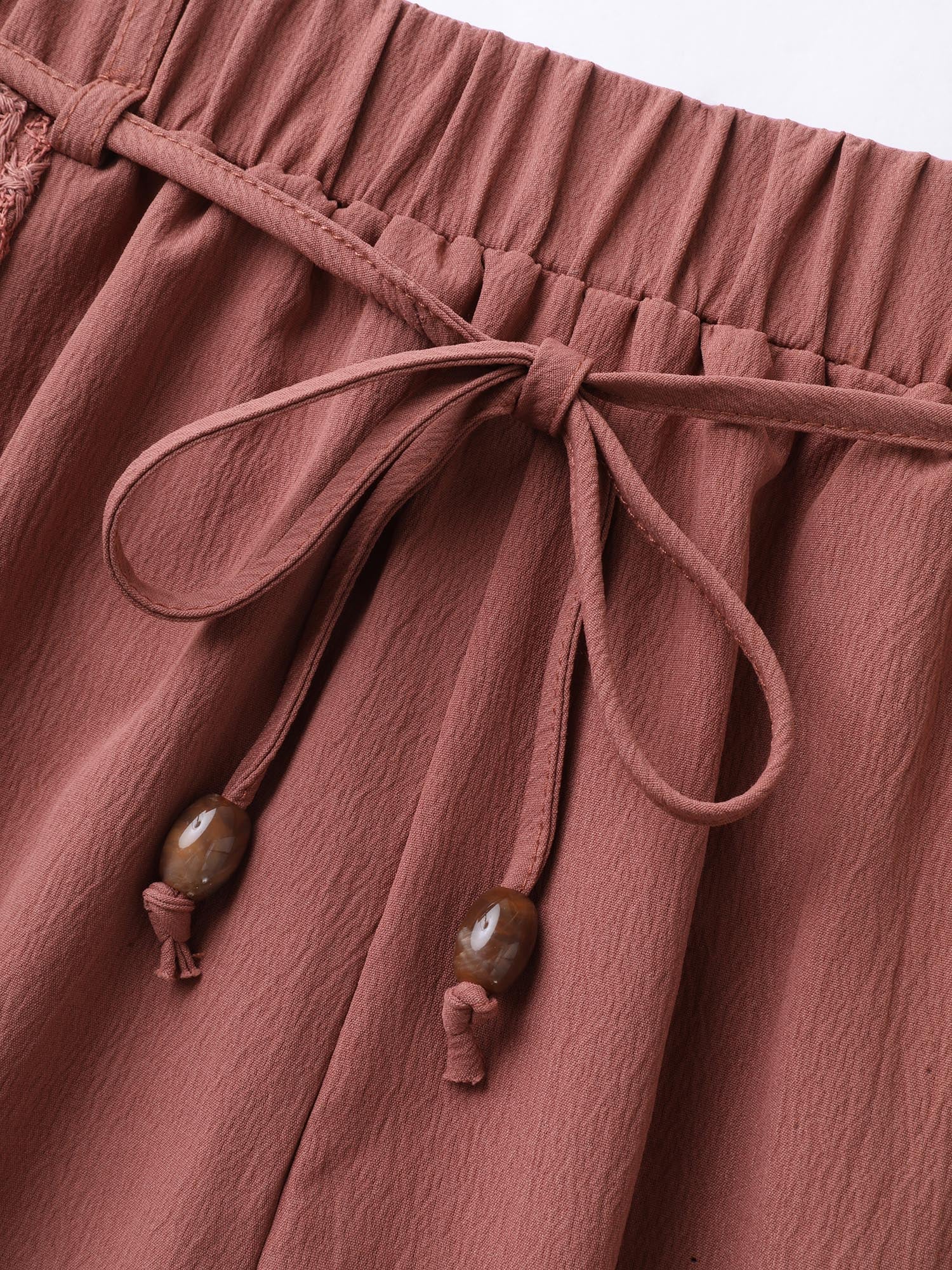 Textured Stretchy Waist Straight-Leg Pants - Image 7