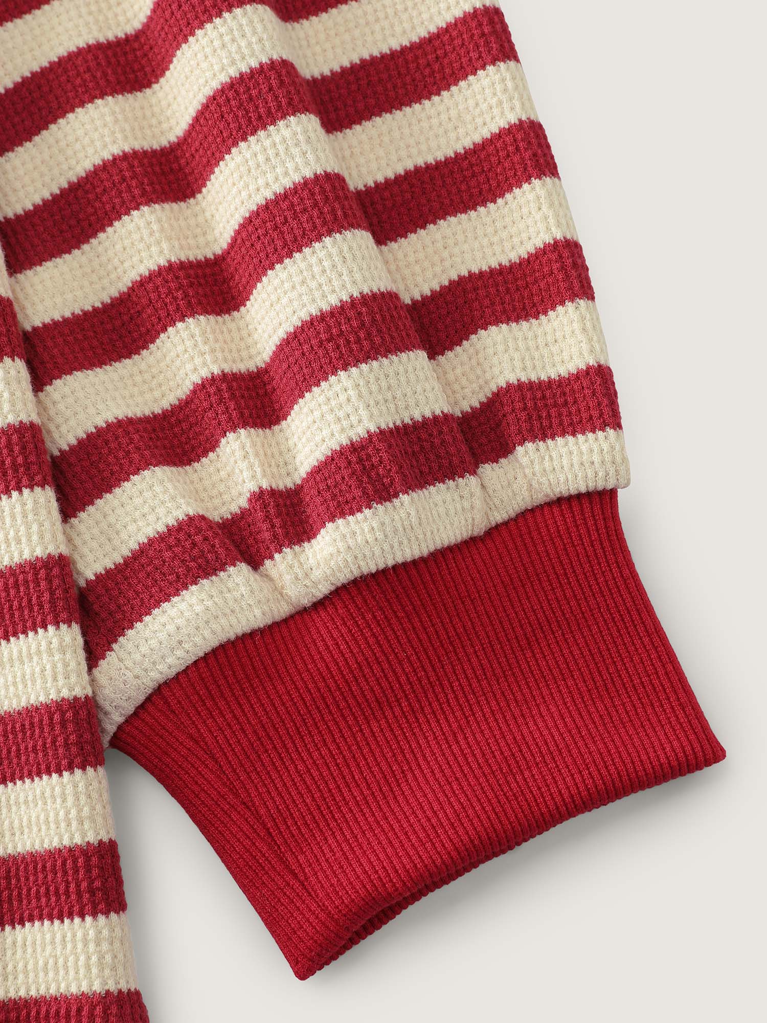 Textured Stripe Button Placket Sweatshirt - Image 6