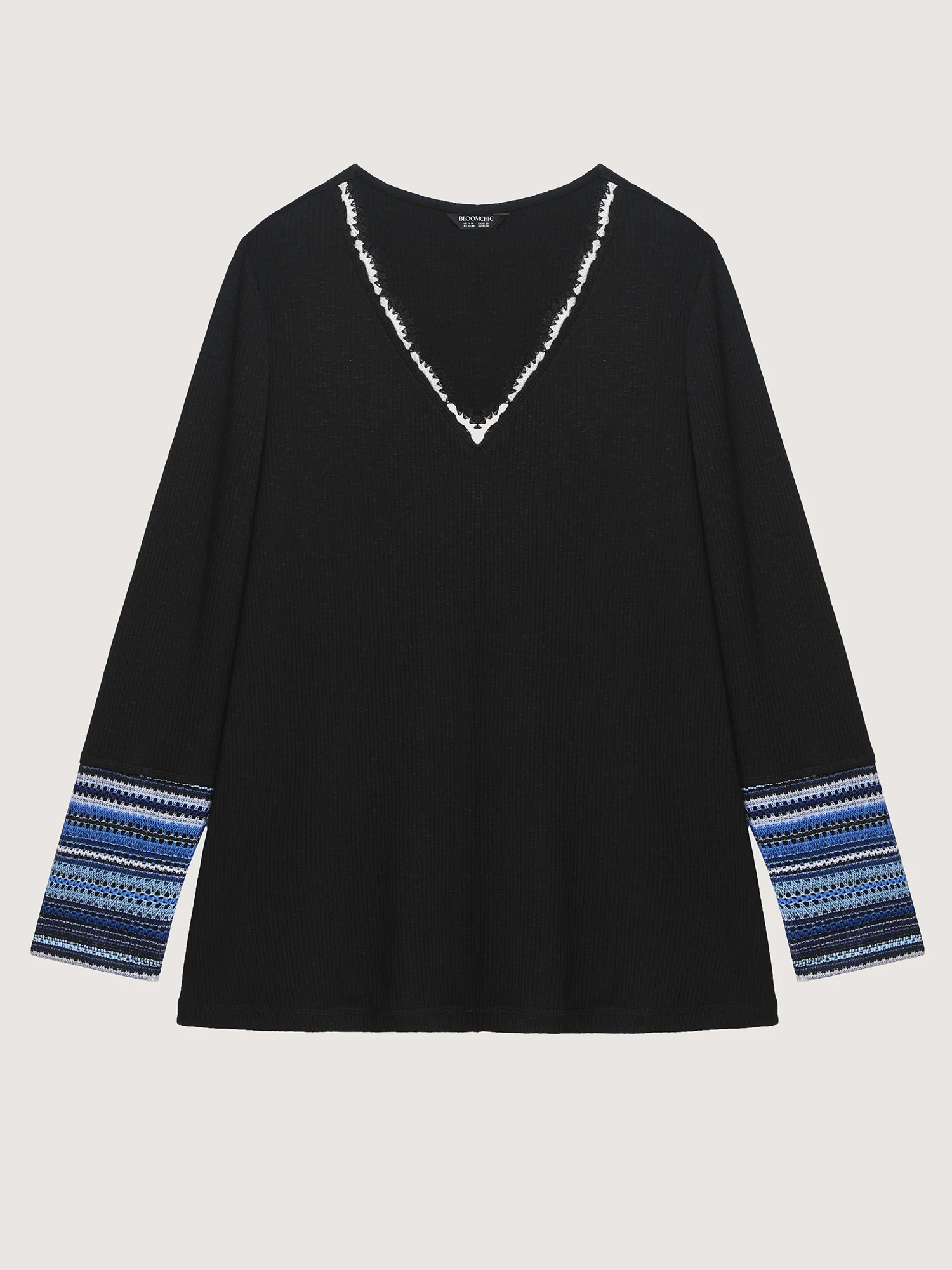 Textured Stripe Contrast Stretchy T-Shirt - Image 5