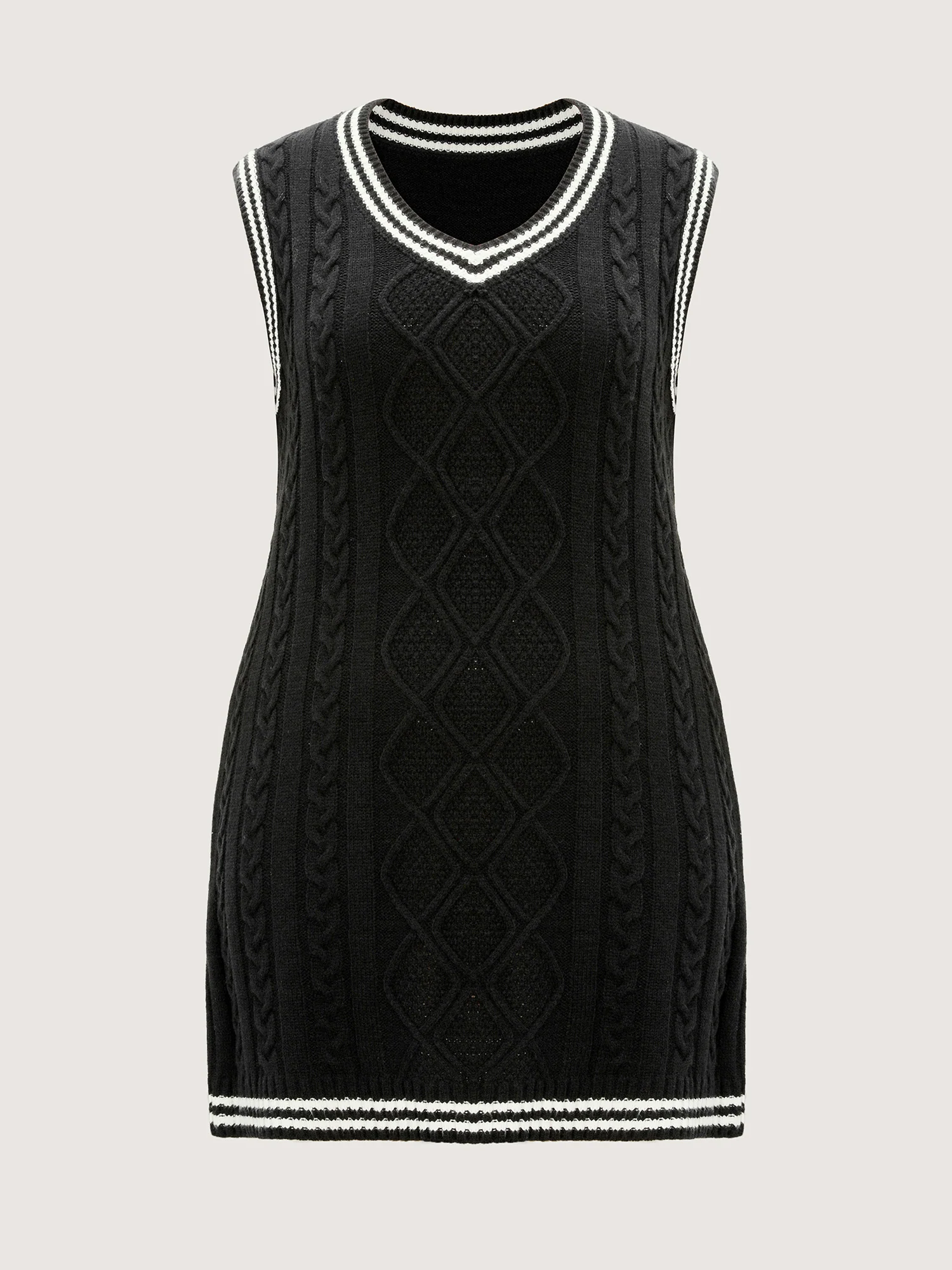 Textured Stripe Pinafore Mini Sweater Dress - Image 5