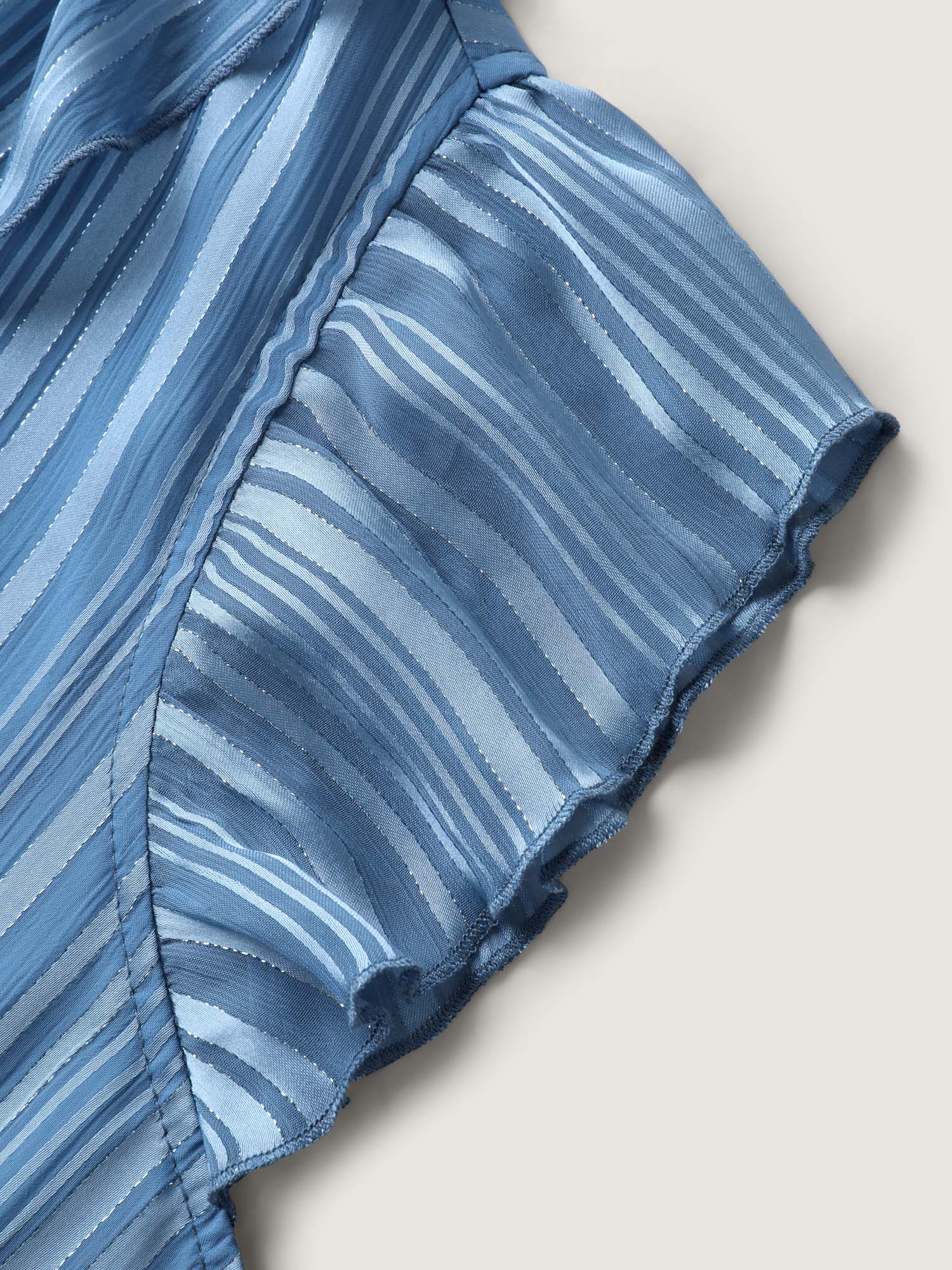 Textured Stripe Ruffled Neck Midi Dress - Image 5