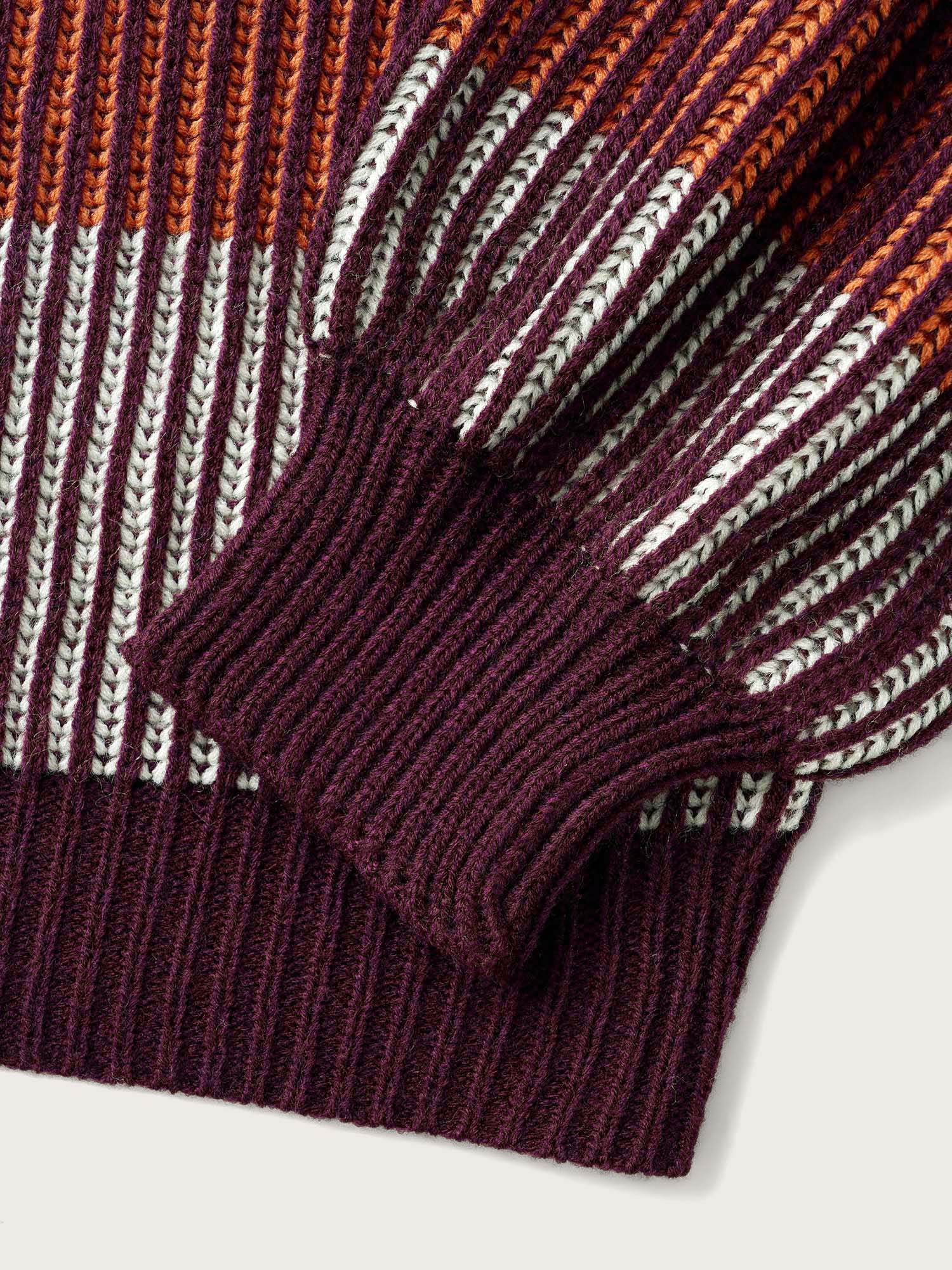 Textured Striped Contrast Patchwork Pullover - Image 6
