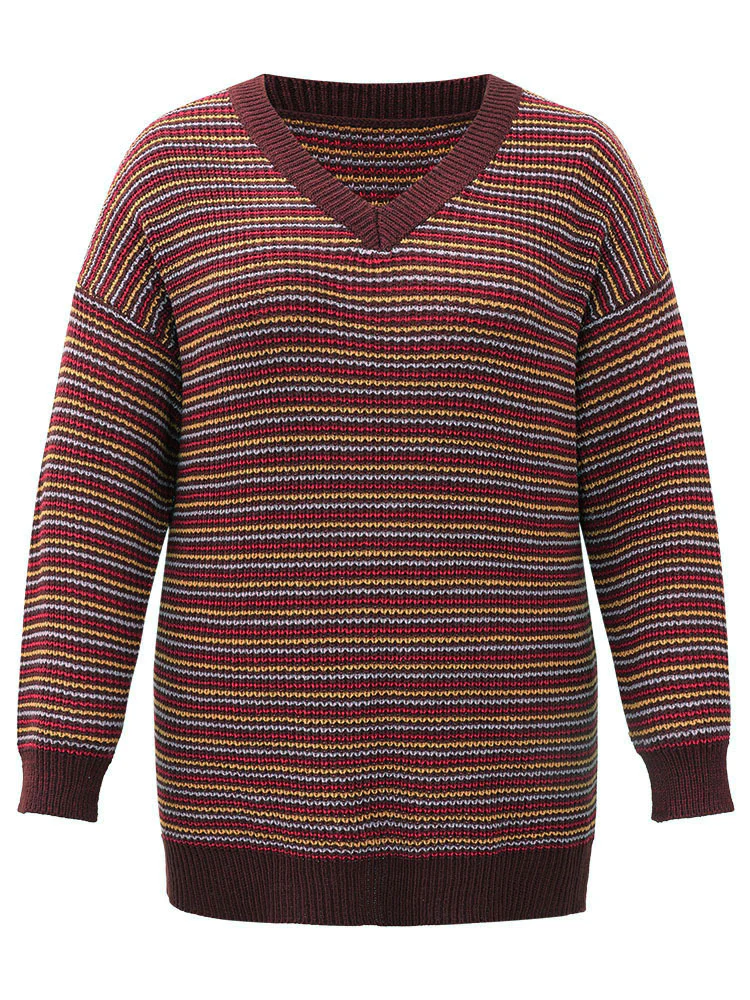 Textured Striped Drop Shoulder Pullover - Image 6