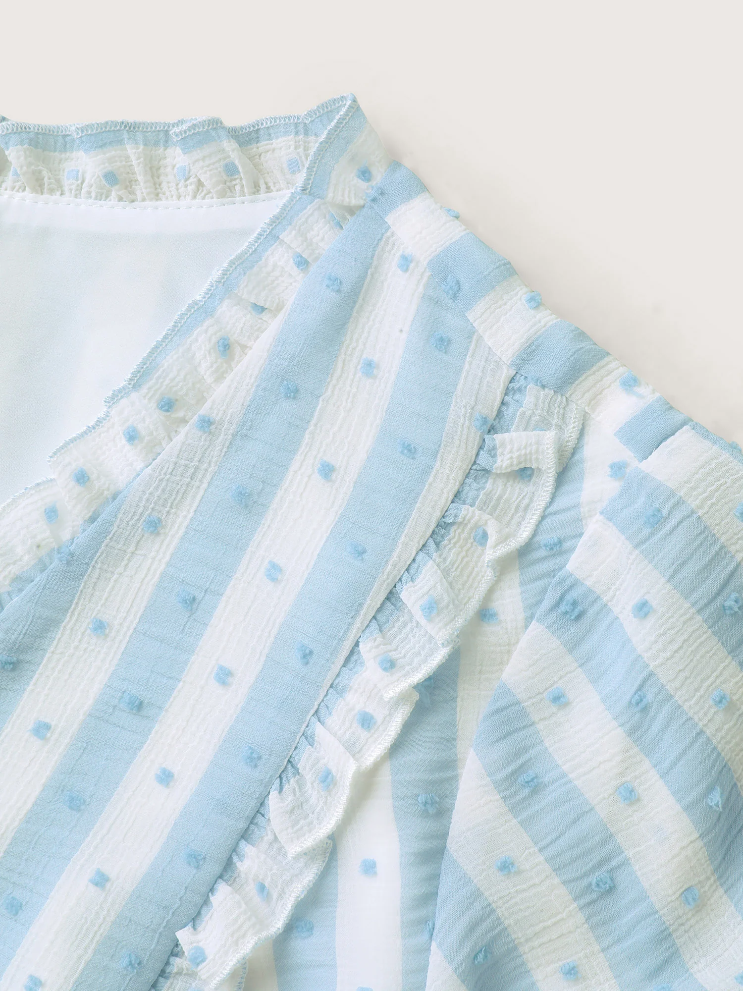 Textured Striped Print Ruffled Babydoll Top - Image 5