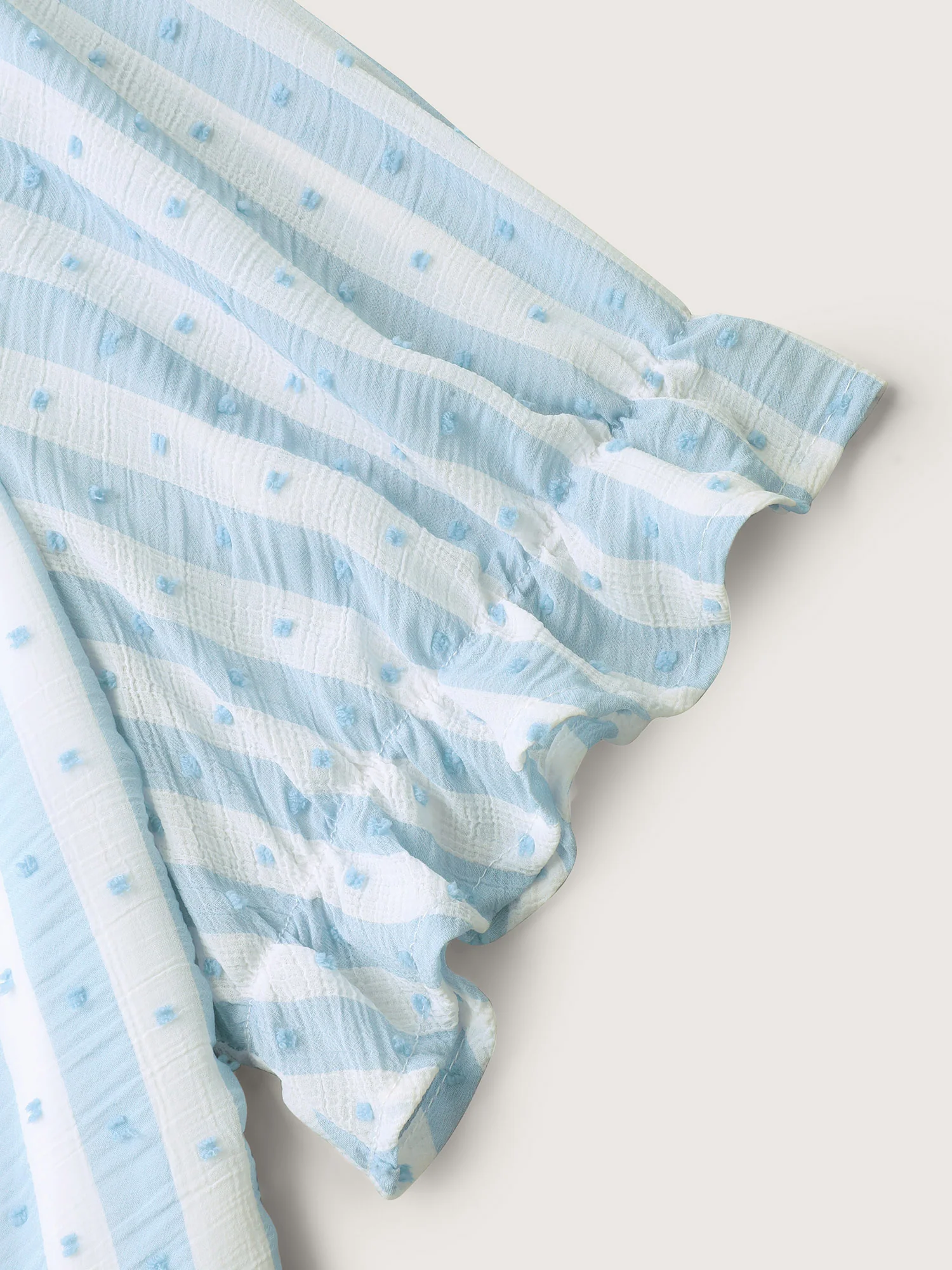 Textured Striped Print Ruffled Babydoll Top - Image 6