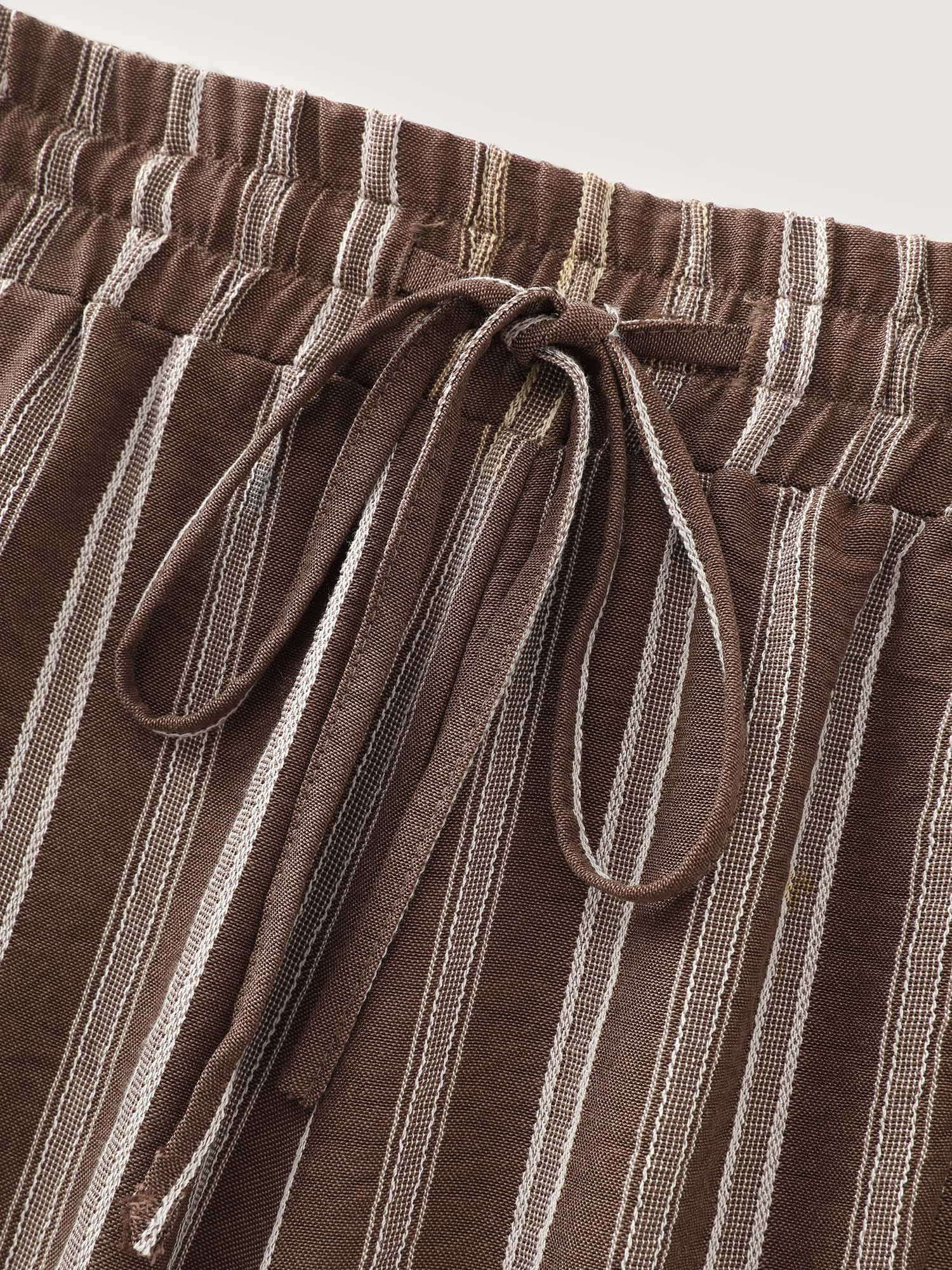 Textured Striped Print Tiered Wide-Leg Pants - Image 6
