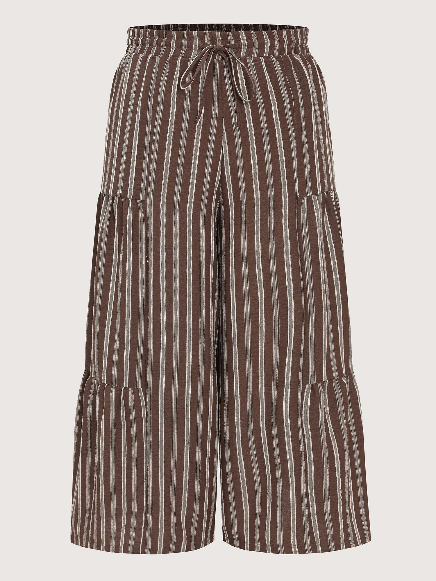 Textured Striped Print Tiered Wide-Leg Pants - Image 8