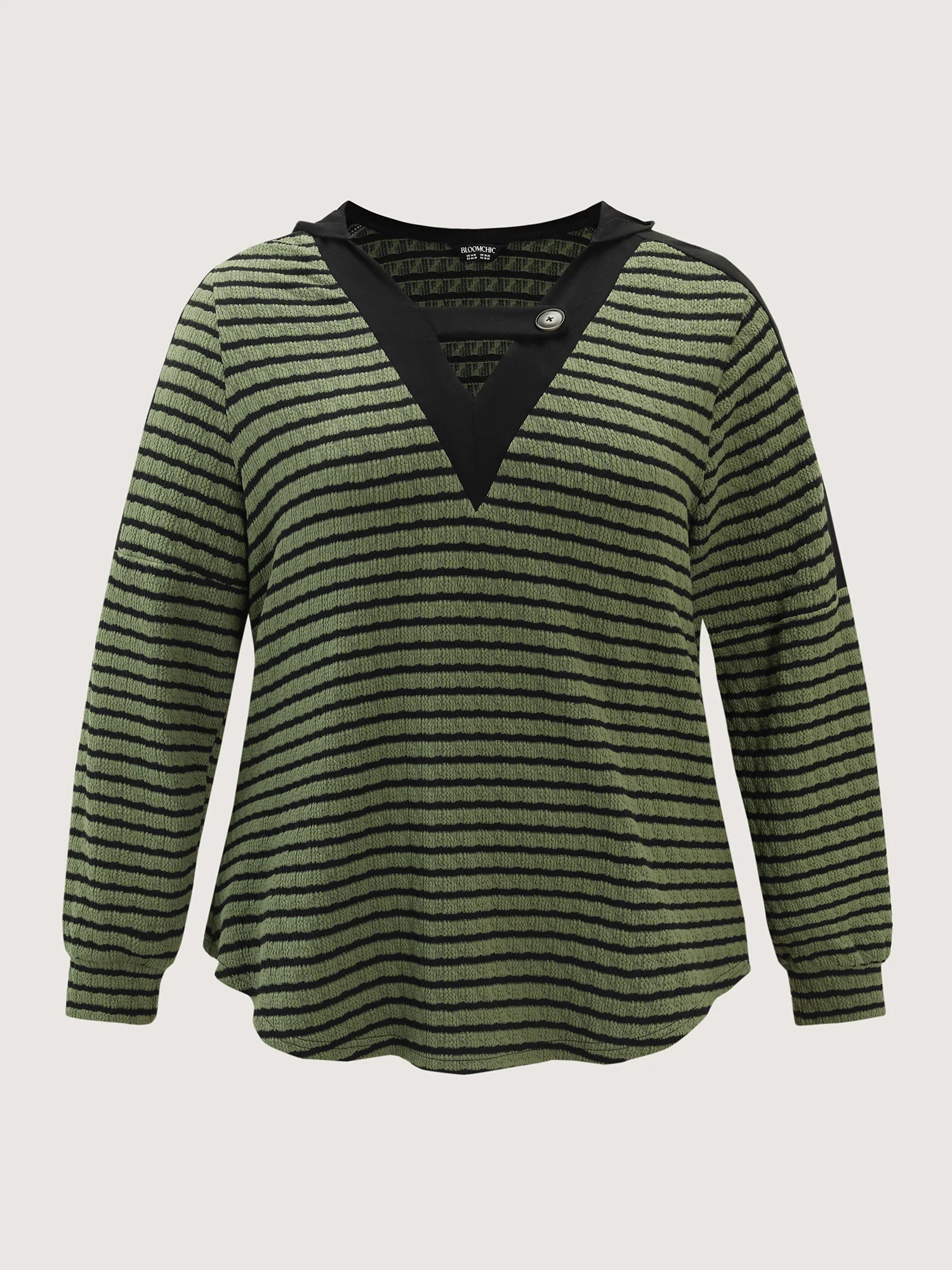 Textured Striped Stretchy Color Contrast T-Shirt - Image 7