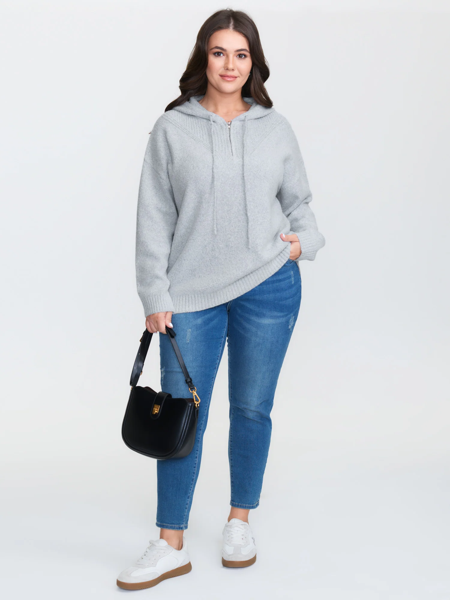 Textured Super Stretchy Hooded Pullover - Image 2