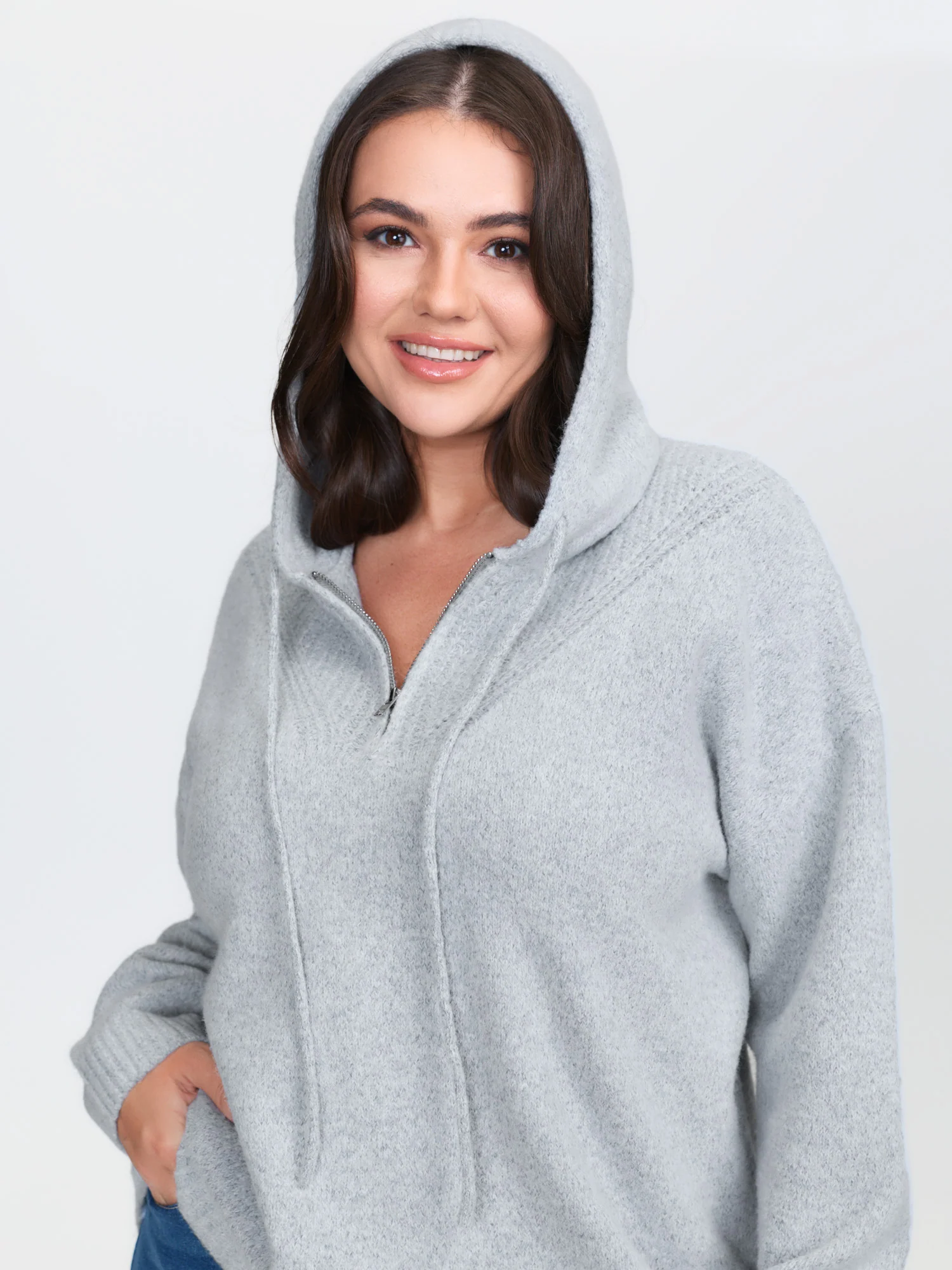 Textured Super Stretchy Hooded Pullover - Image 3