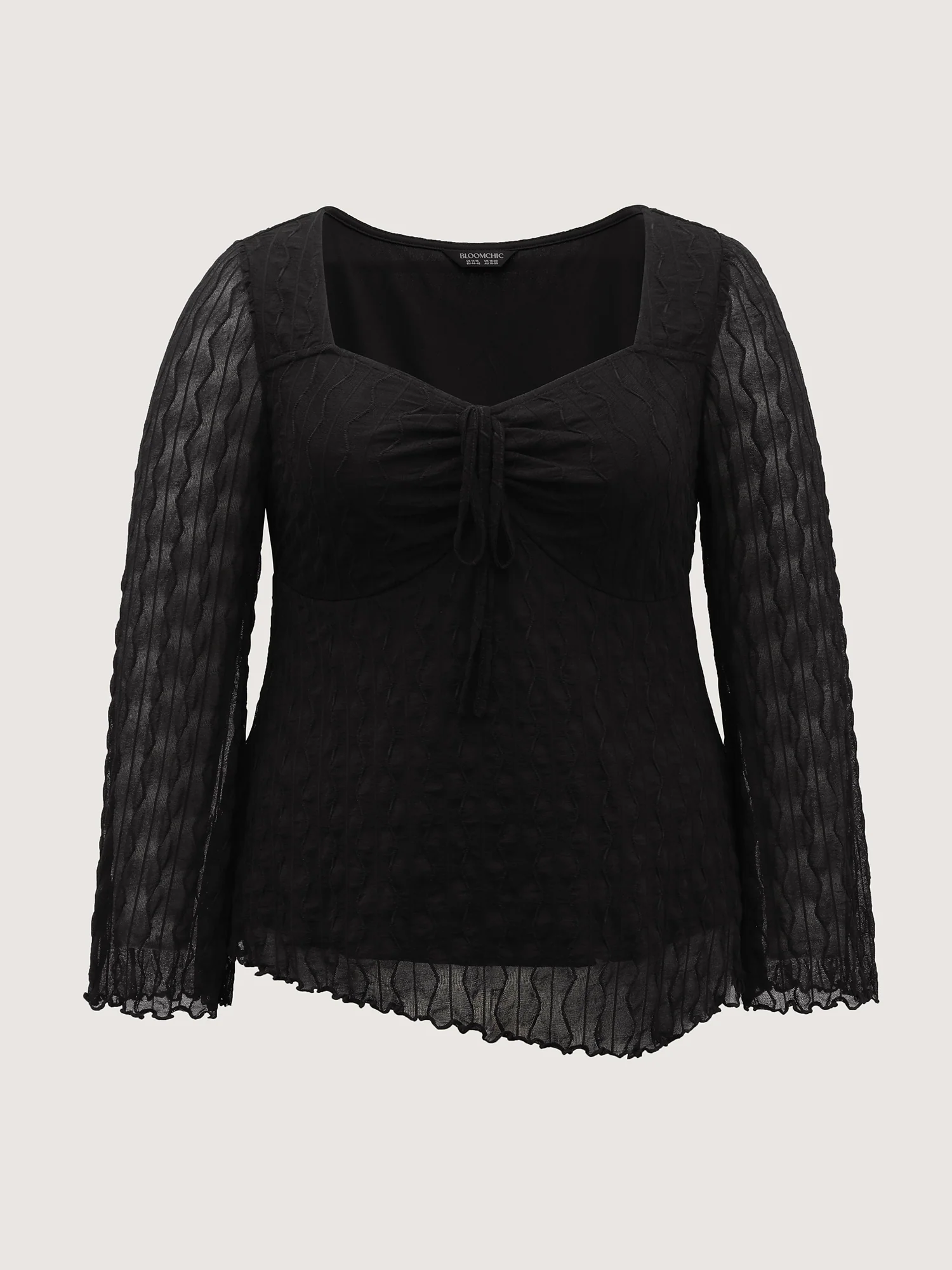 Textured Sweetheart Cinched Neck Knit Top - Image 6