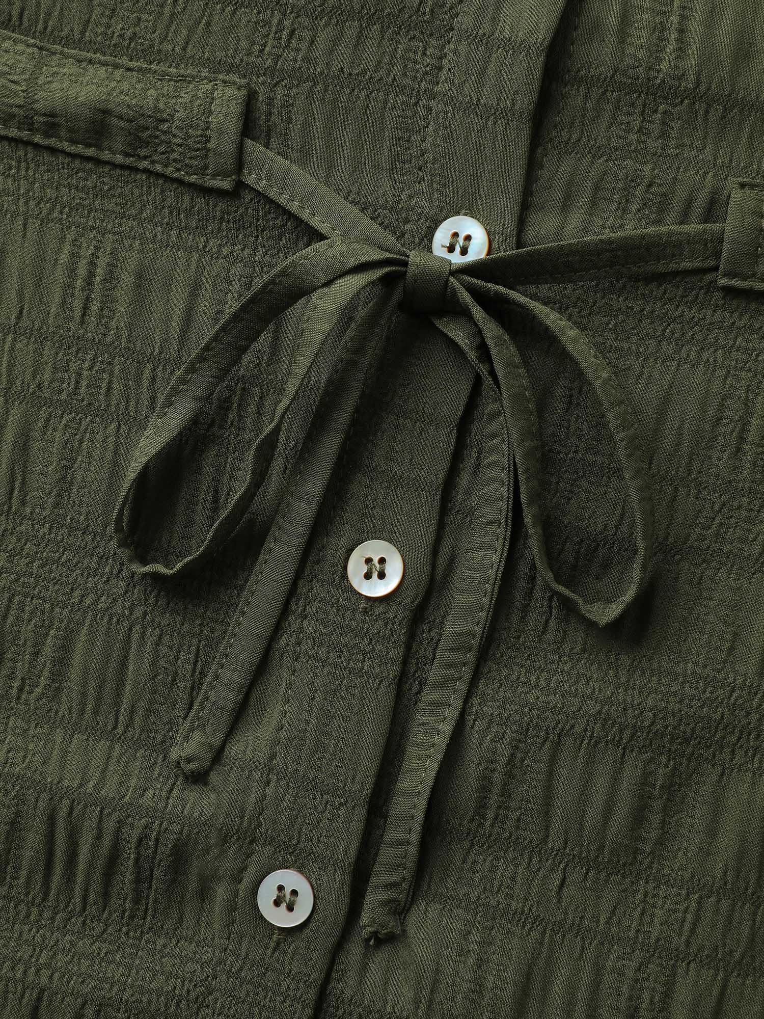 Textured Tab Sleeve Waist Drawstring Blouse - Image 5