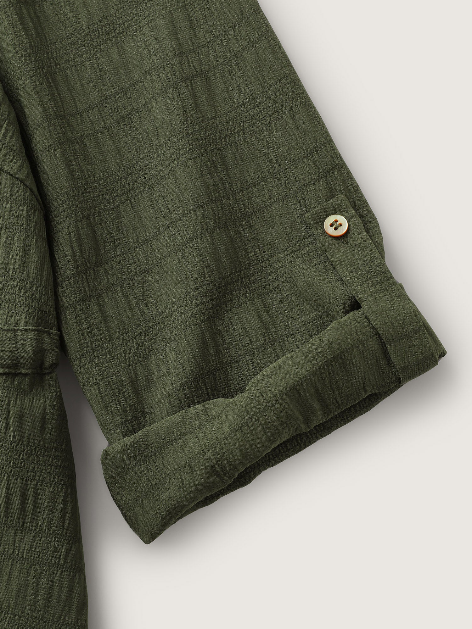 Textured Tab Sleeve Waist Drawstring Blouse - Image 6