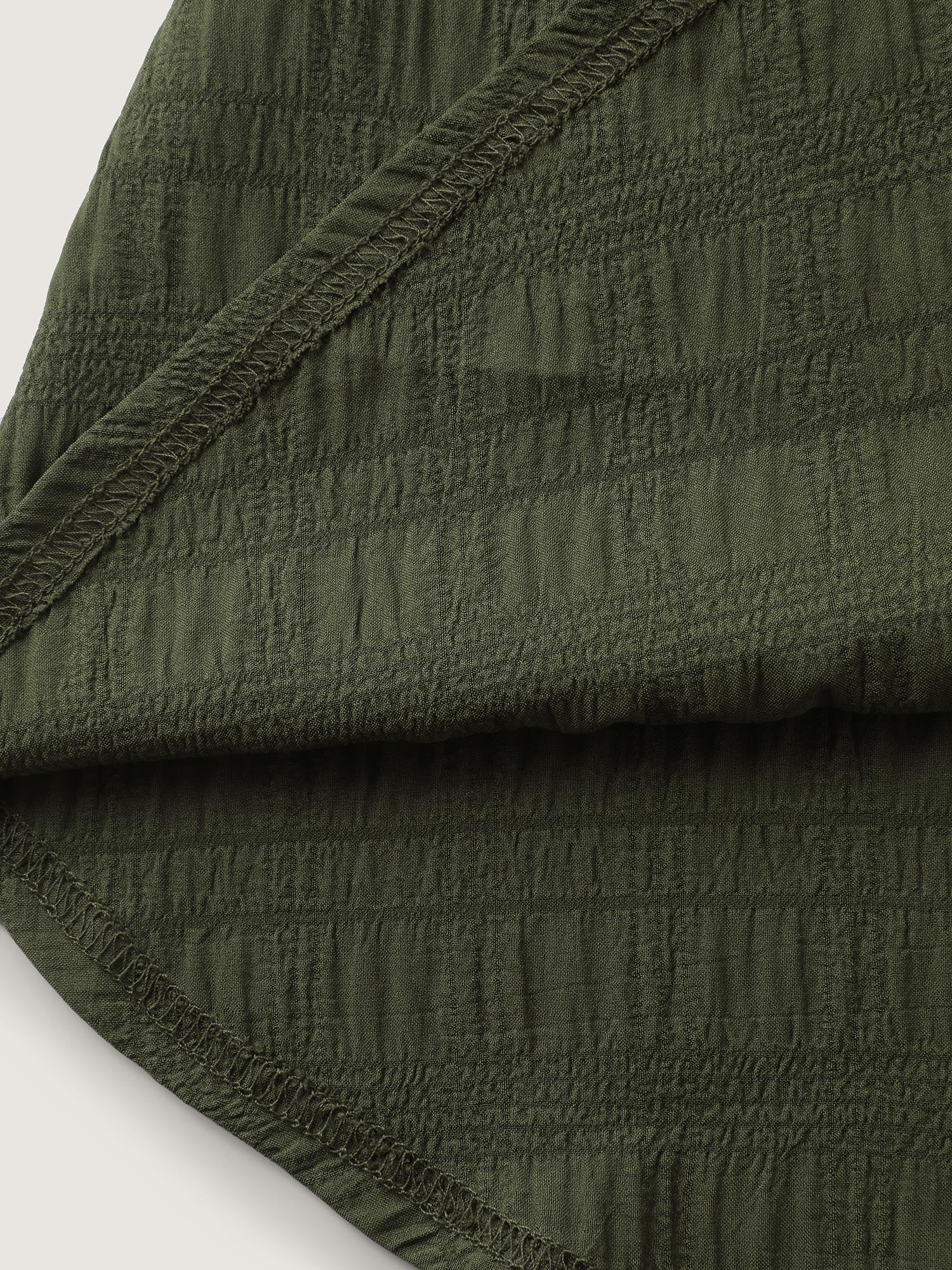 Textured Tab Sleeve Waist Drawstring Blouse - Image 7