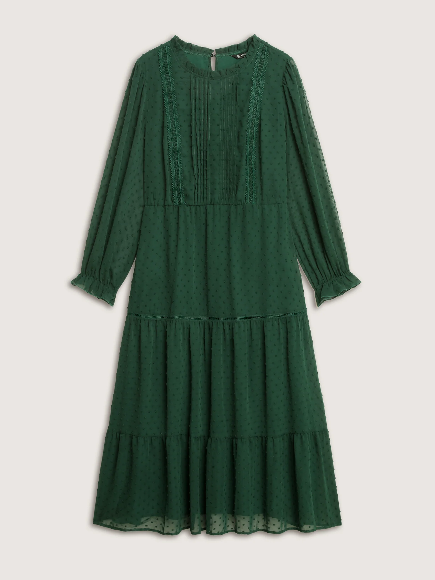 Textured Tiered Ruffled Neckline Midi Dress - Image 7
