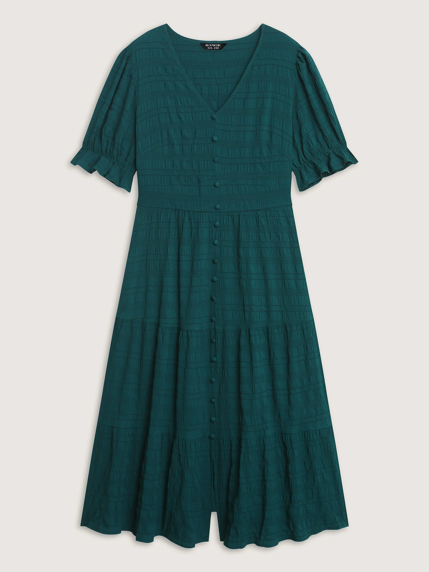 Textured Triangular Cinched-Waist Tiered Maxi Dress - Image 9