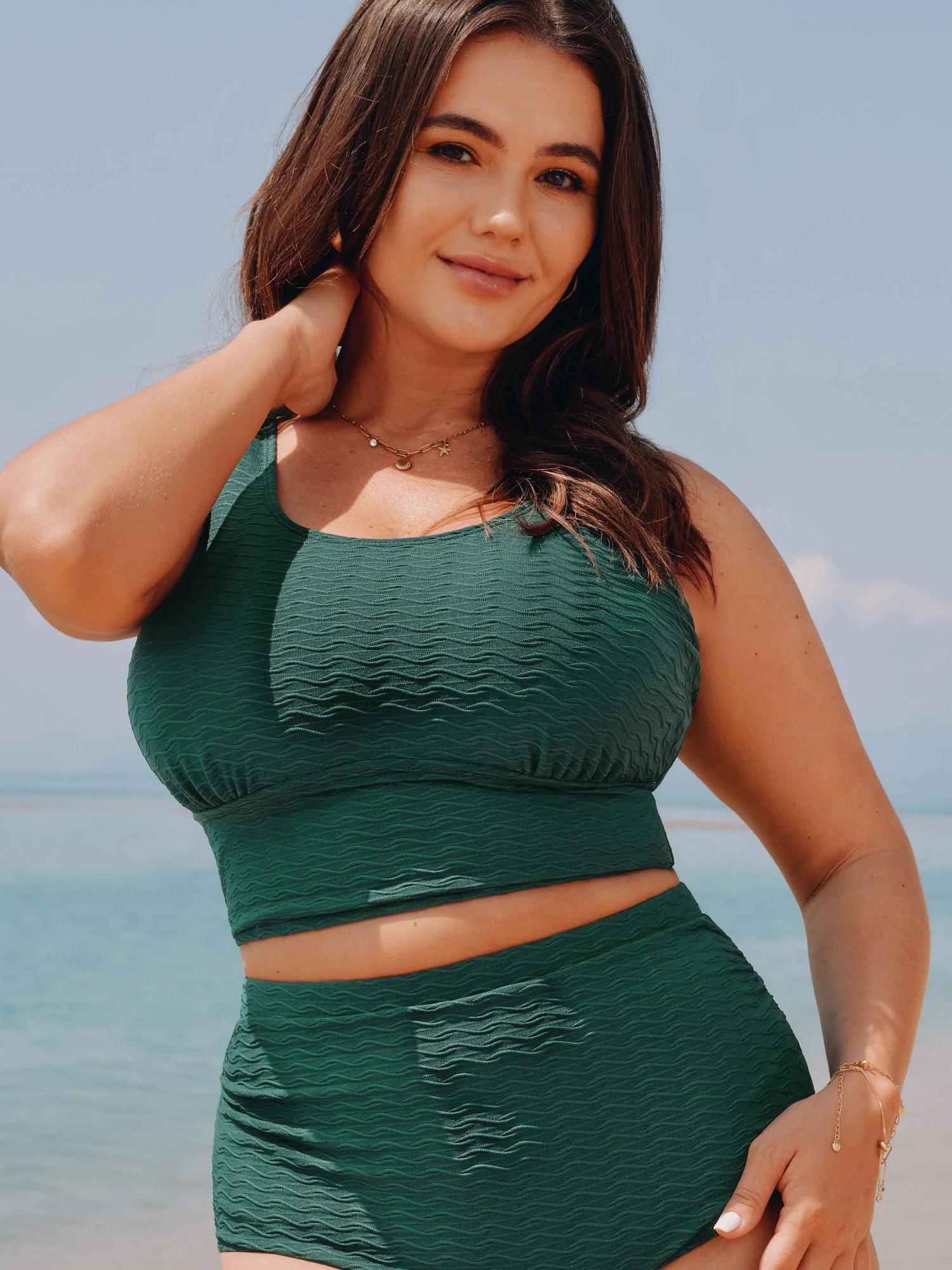 Textured Triangular Waist Bikini Top - Image 2