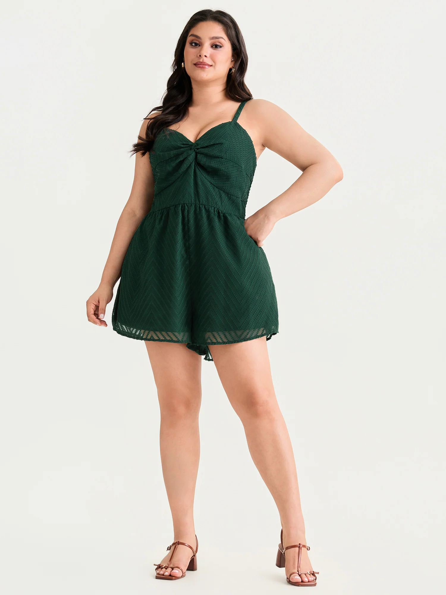 Textured Twist Knot Sleeveless Jumpsuit - Image 3