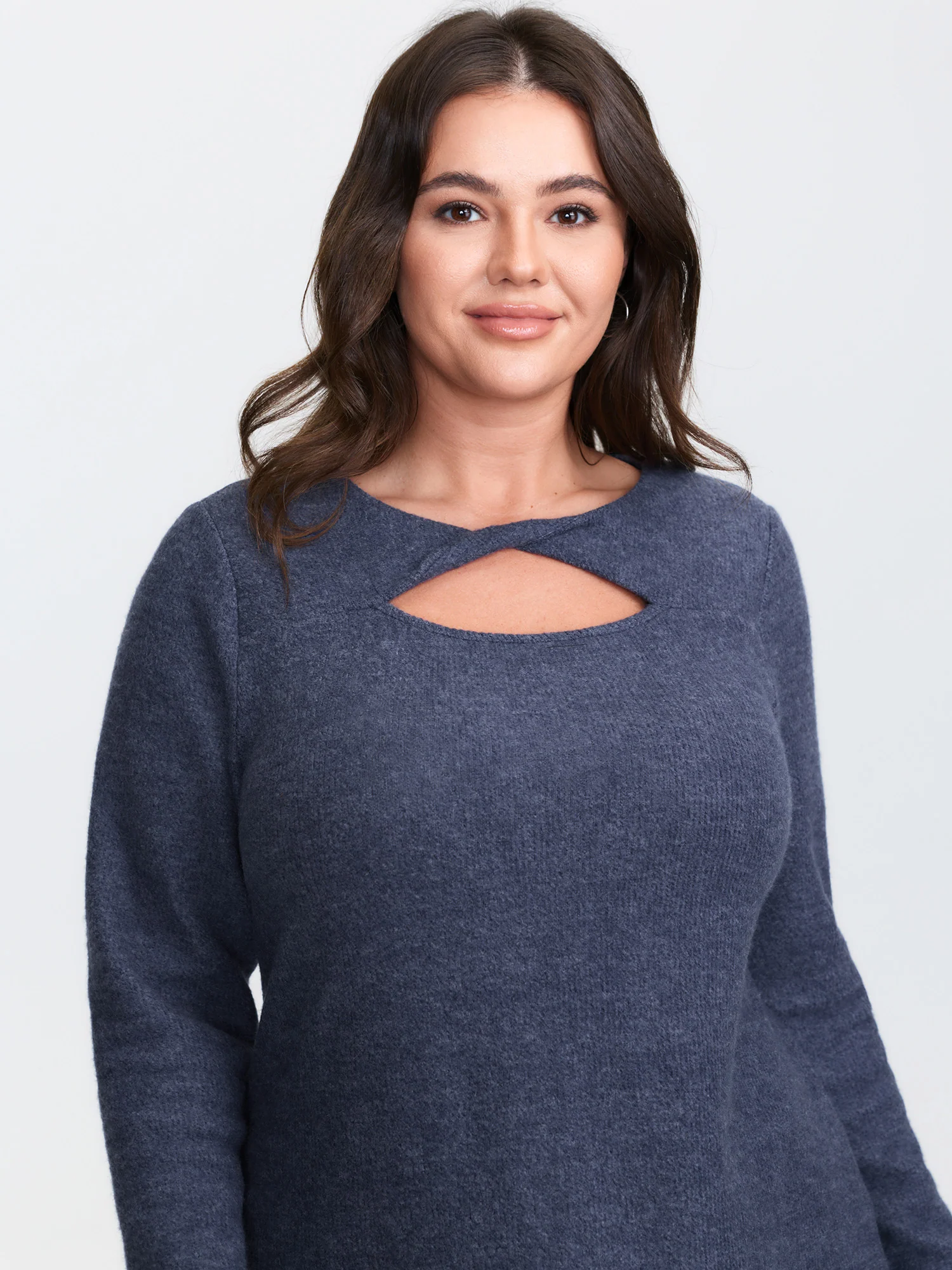 Textured Twisted Neckline Cut-Out T-Shirt - Image 2