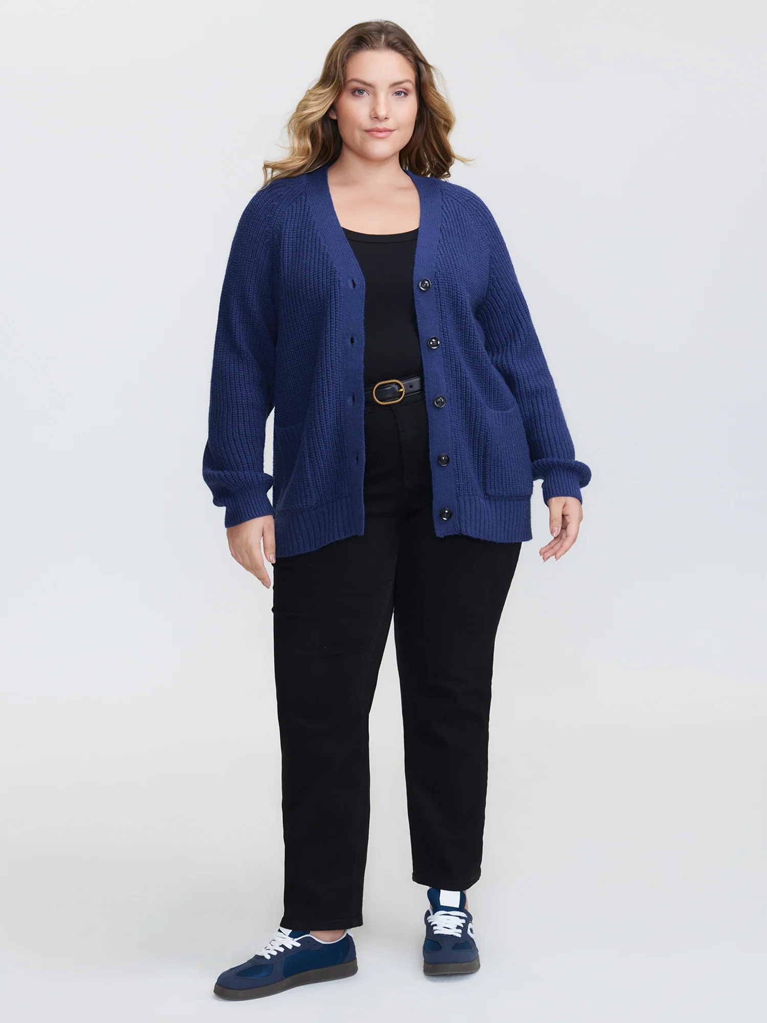 Textured V-Neck Button Knit Cardigan - Image 3