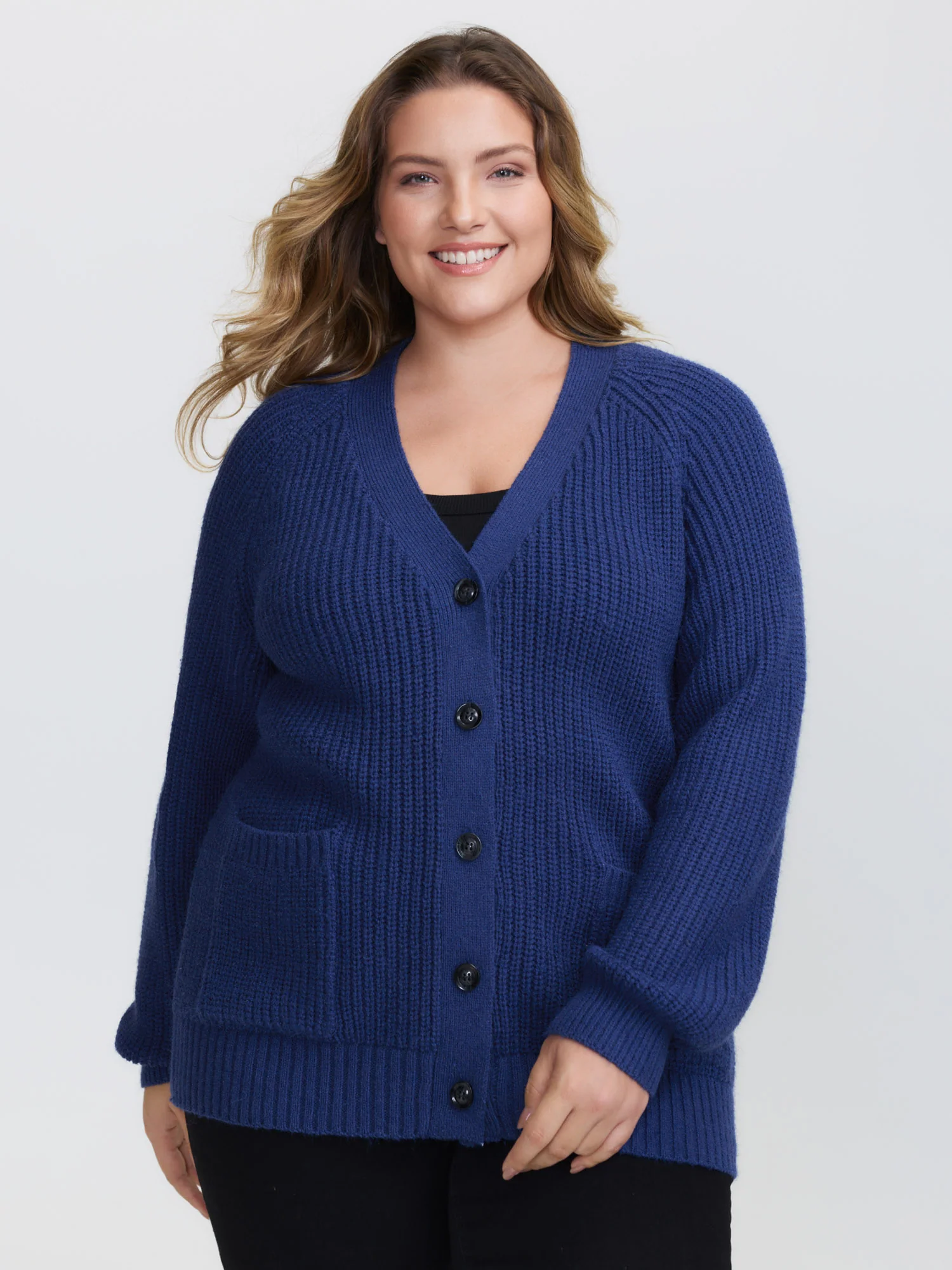 Textured V-Neck Button Knit Cardigan - Image 4
