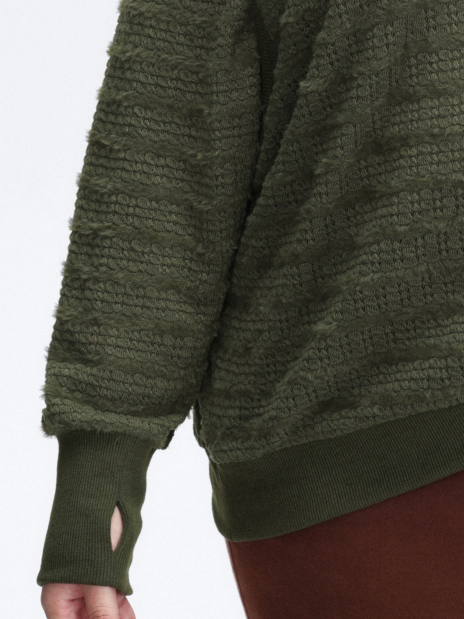 Textured V-Neck Dolman Sleeve Sweatshirt - Image 2