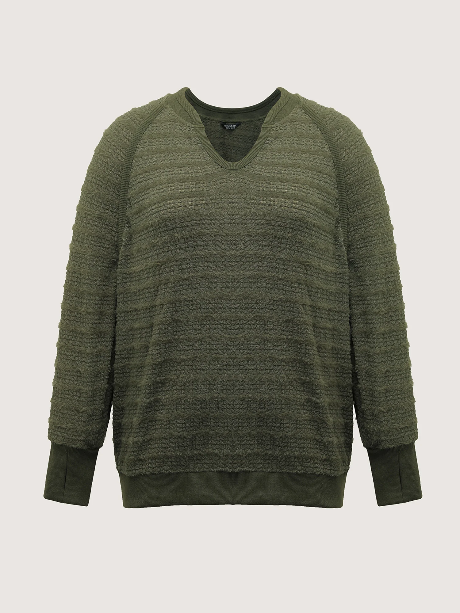 Textured V-Neck Dolman Sleeve Sweatshirt - Image 7
