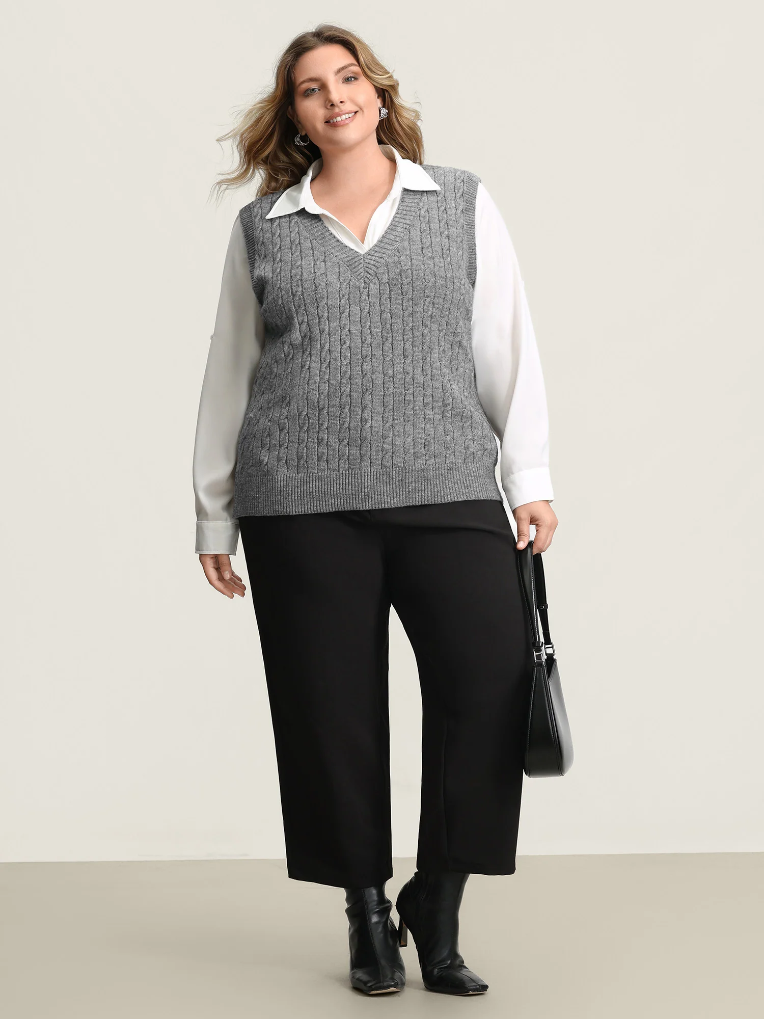Textured V-Neck Sweater Vest - Image 3