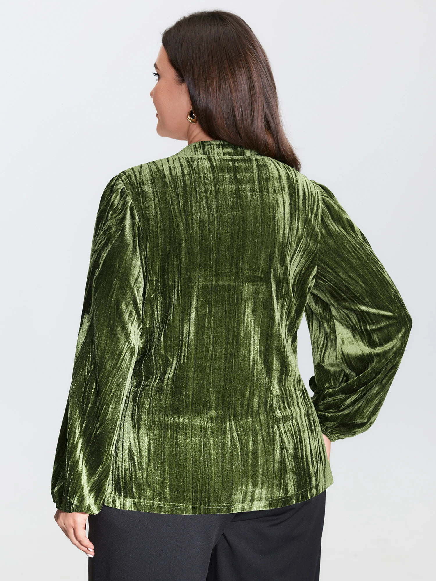 Textured Velvet Drape Neckline Blouse - Image 4
