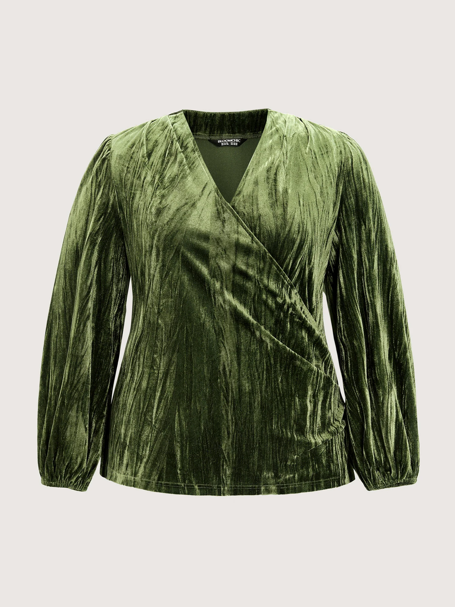 Textured Velvet Drape Neckline Blouse - Image 7