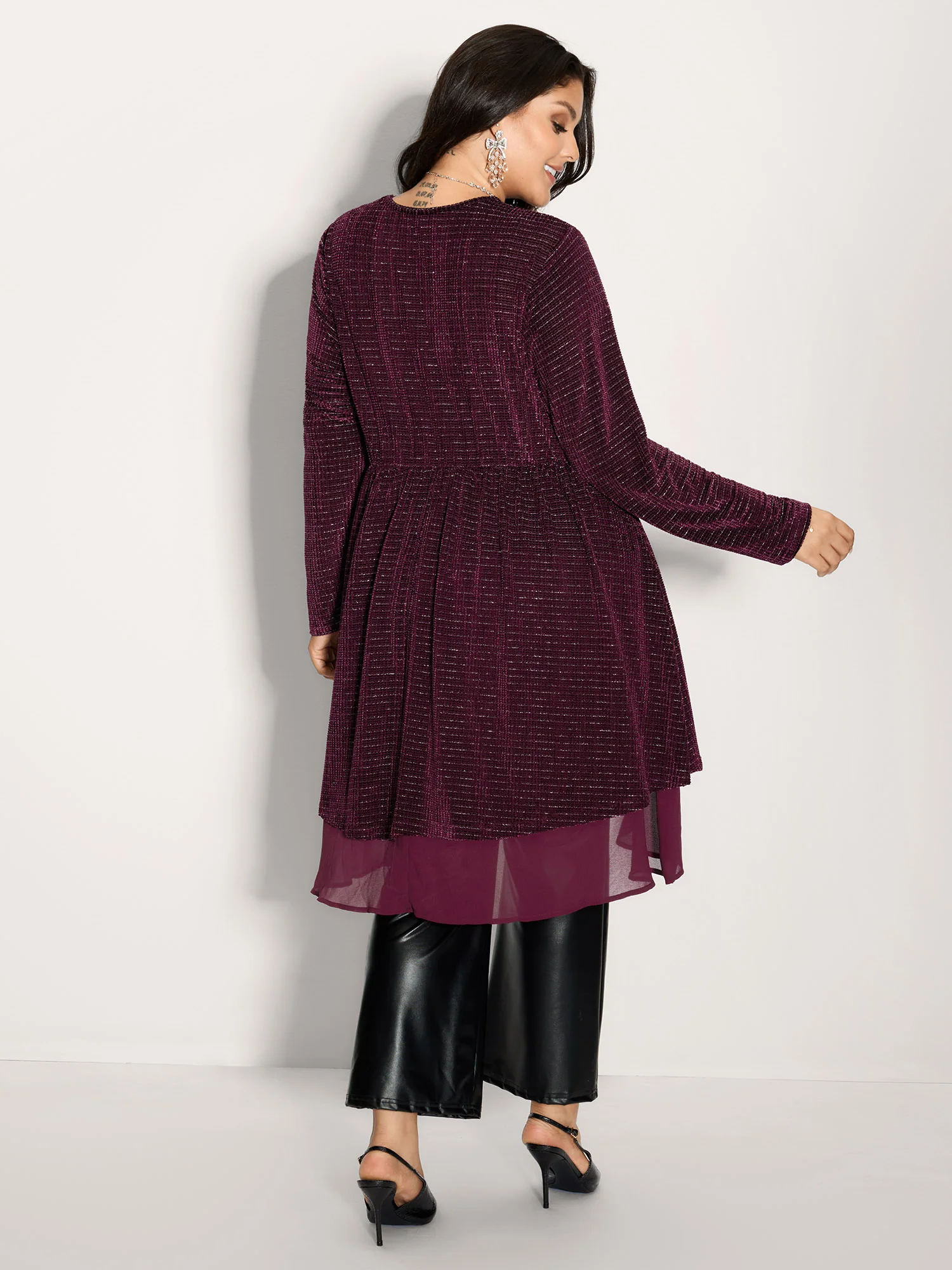 Textured Velvet Spliced Front-Tie Jacket - Image 6