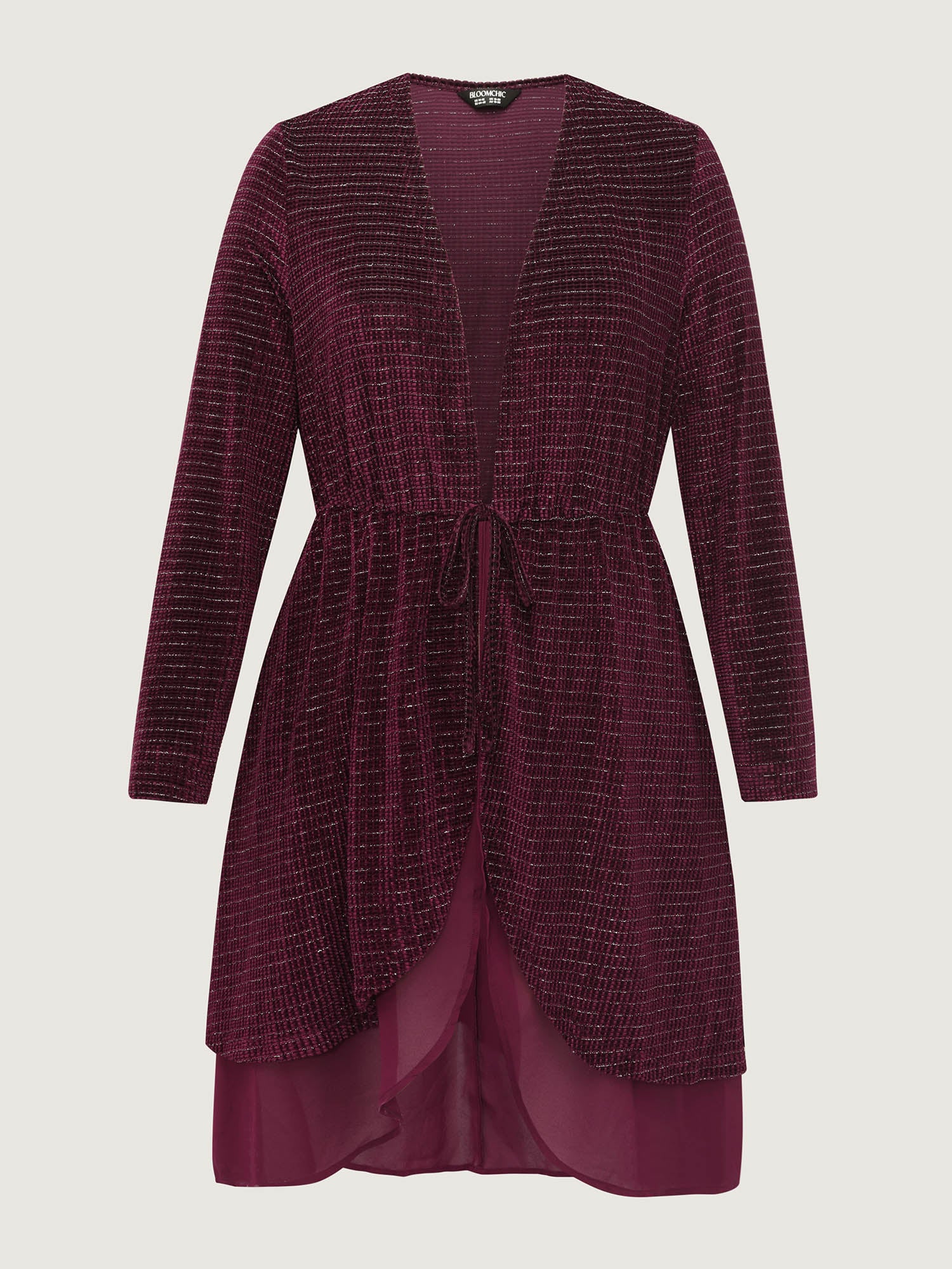 Textured Velvet Spliced Front-Tie Jacket - Image 9