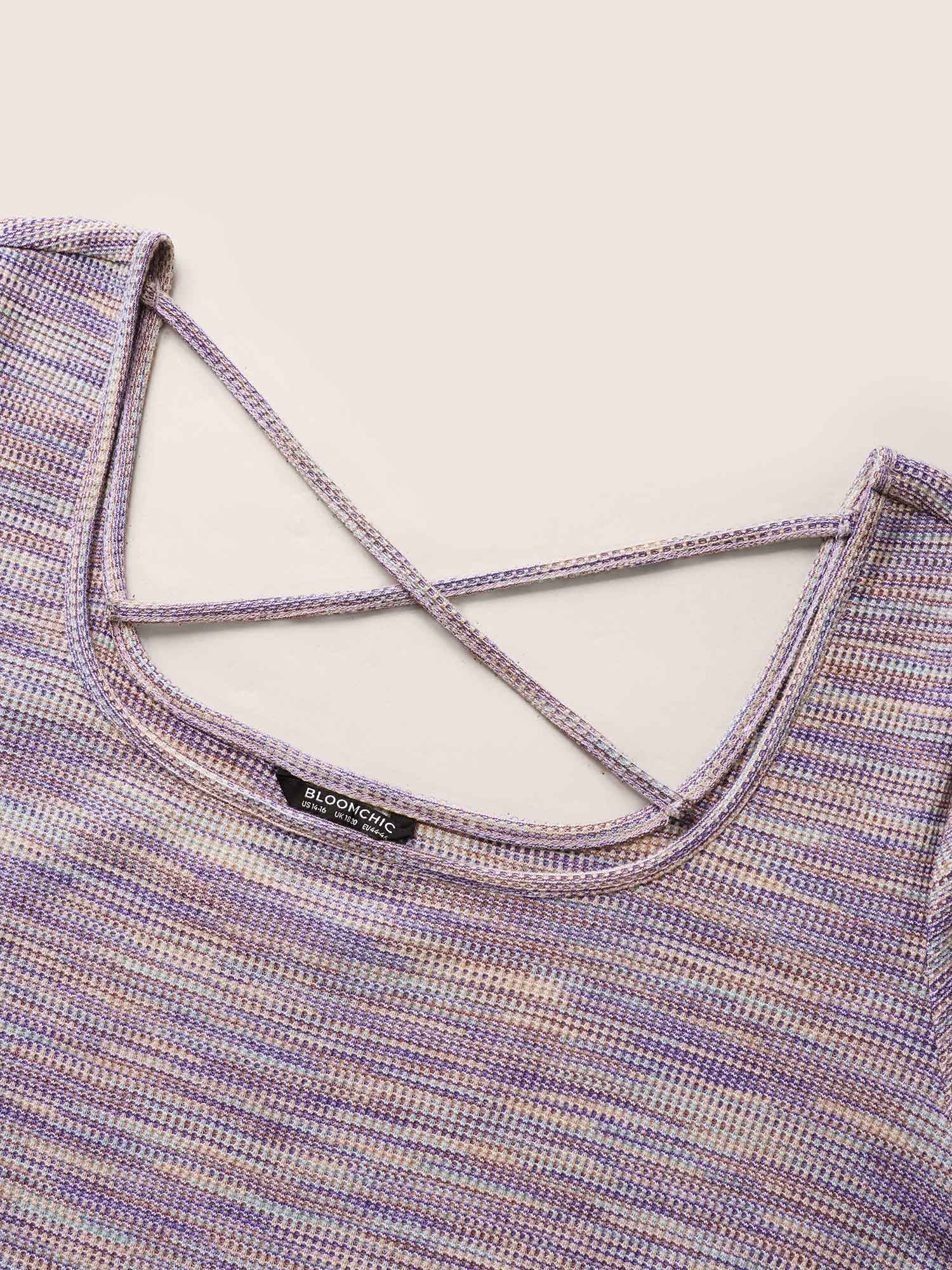 Textured Waffle Knit Crisscross Split Side Dress - Image 5