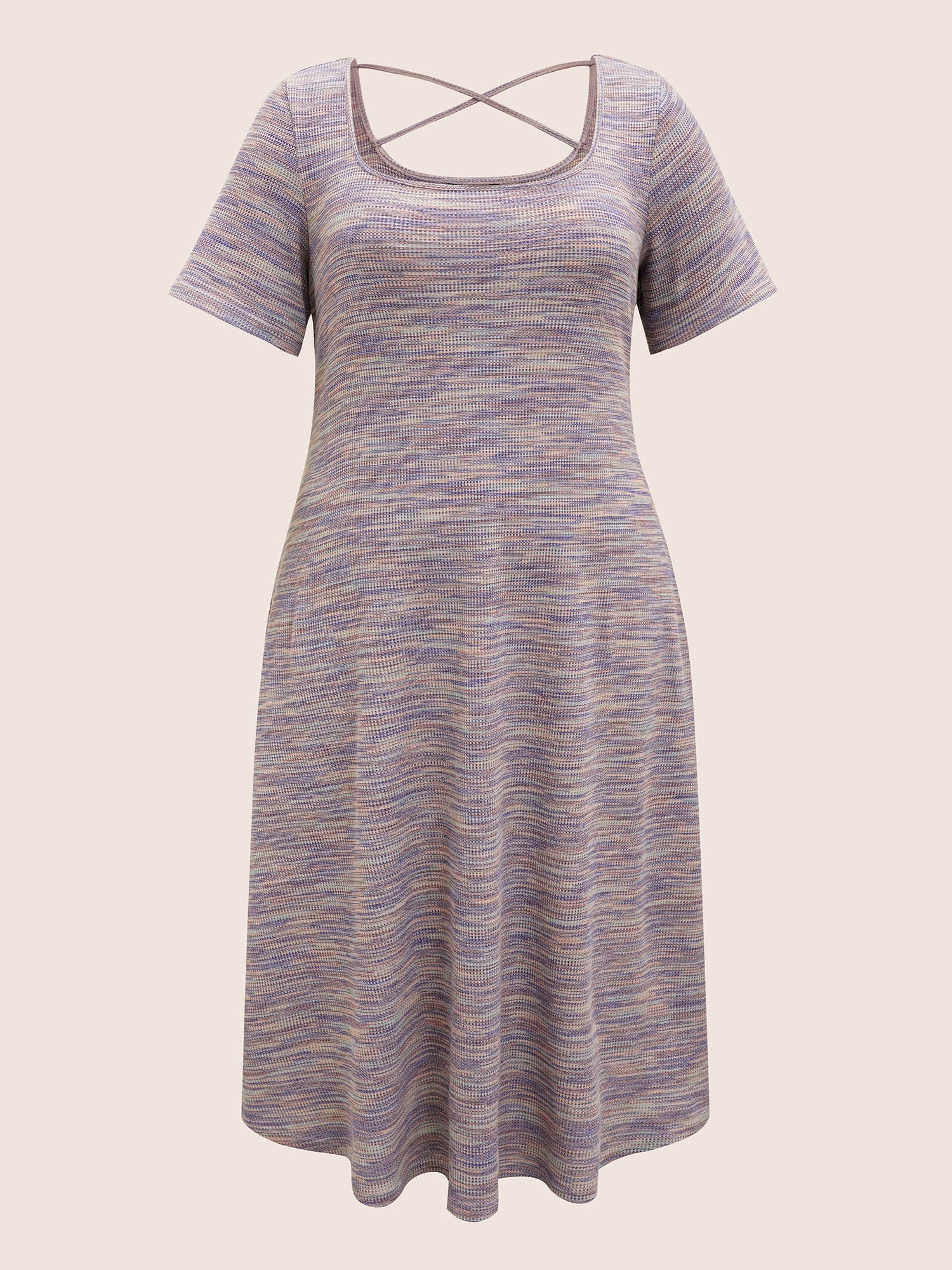 Textured Waffle Knit Crisscross Split Side Dress - Image 7