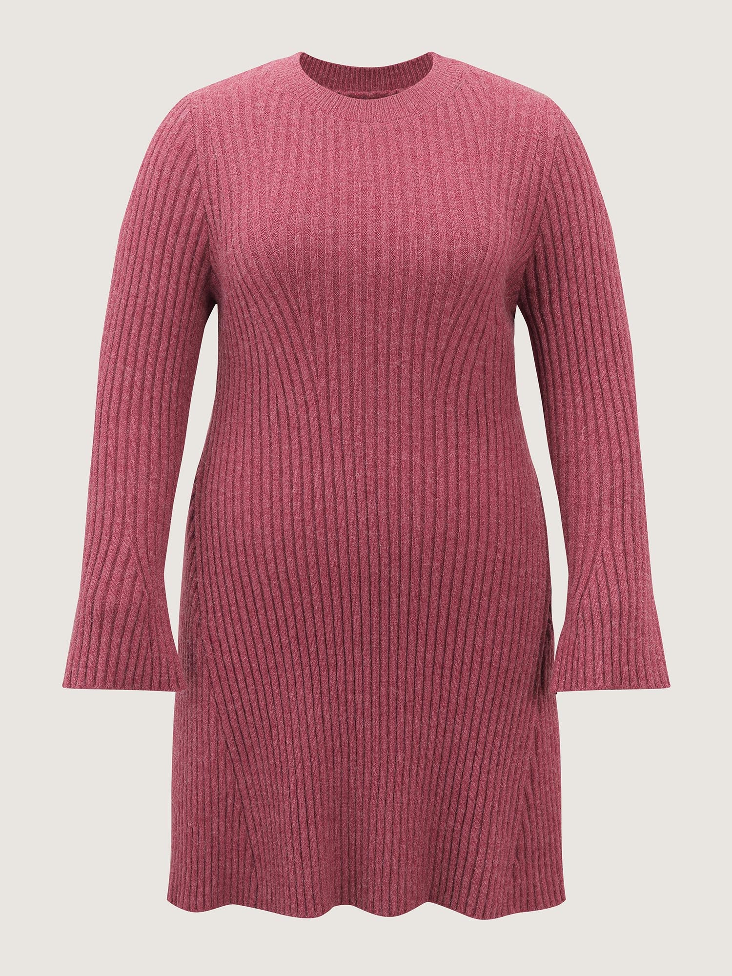 Textured Waist-Defining A-Line Sweater Dress - Image 7