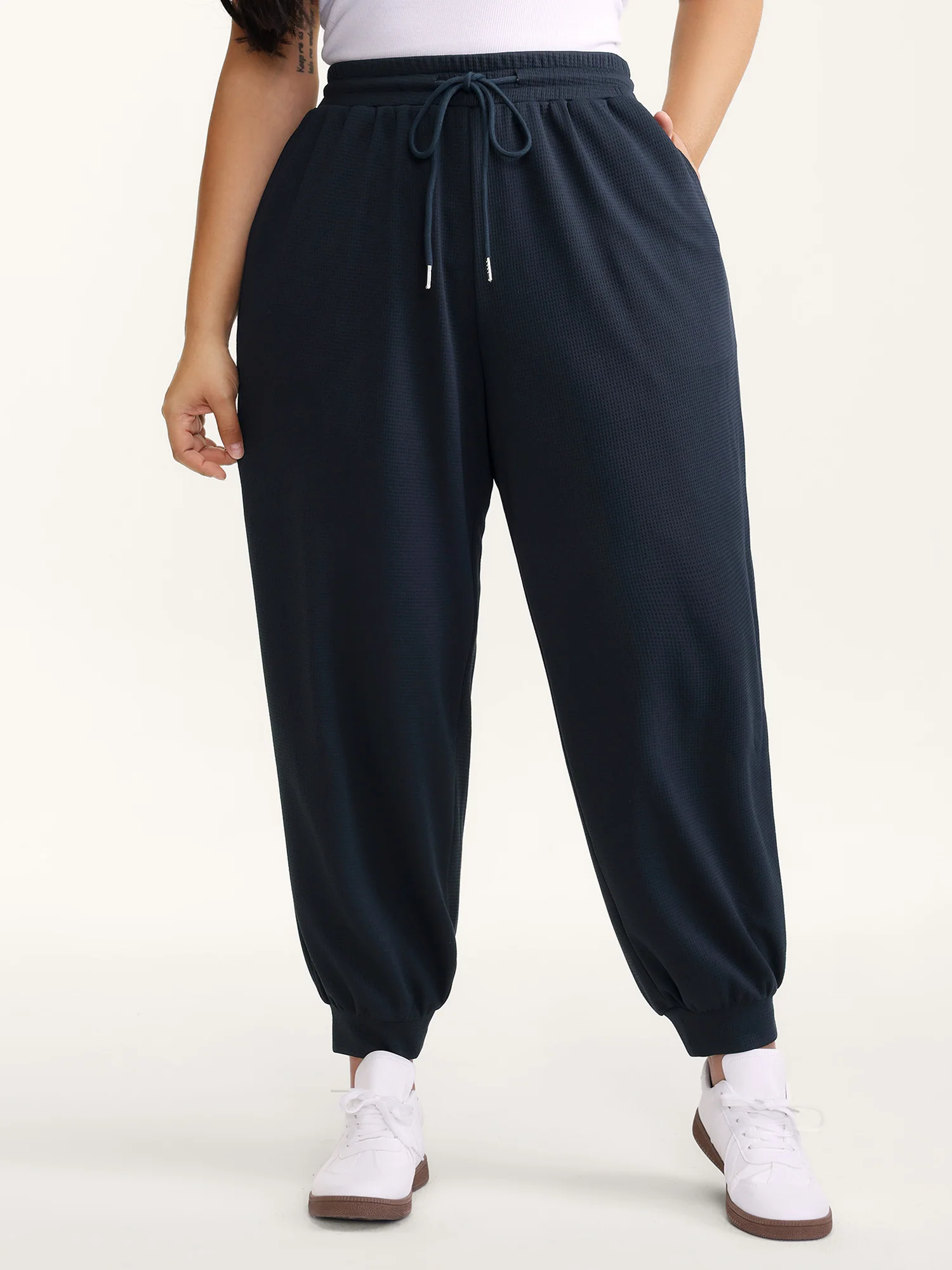 Textured Waist Drawstring Jogger Pants - Image 2