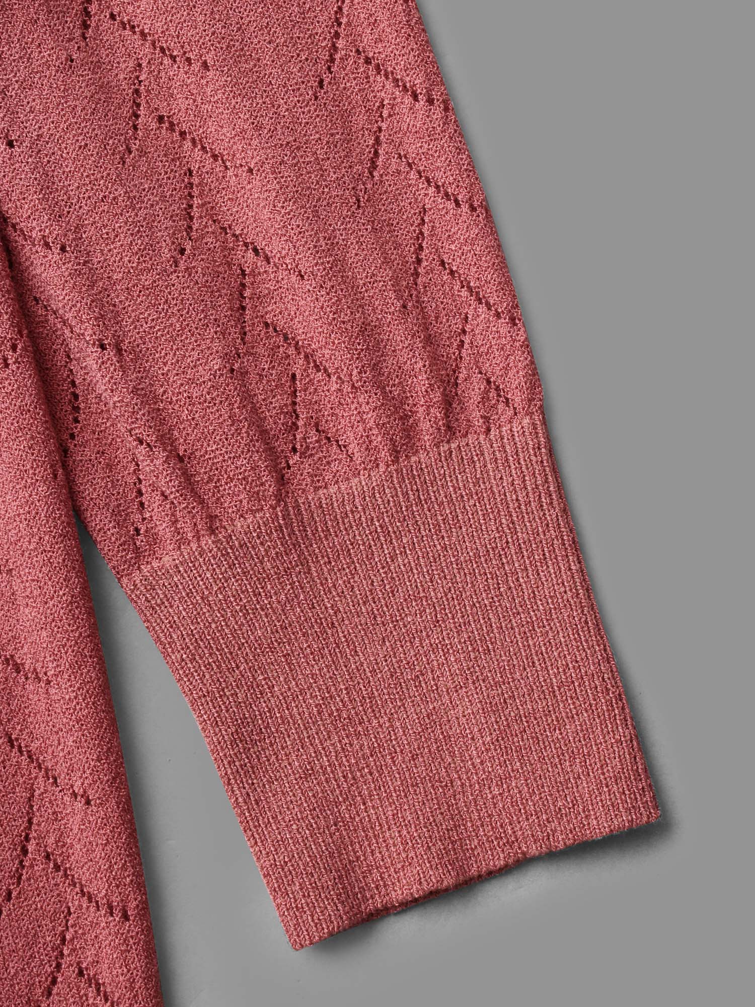 Textured Waist Tie Fitted Knit Cardigan - Image 6