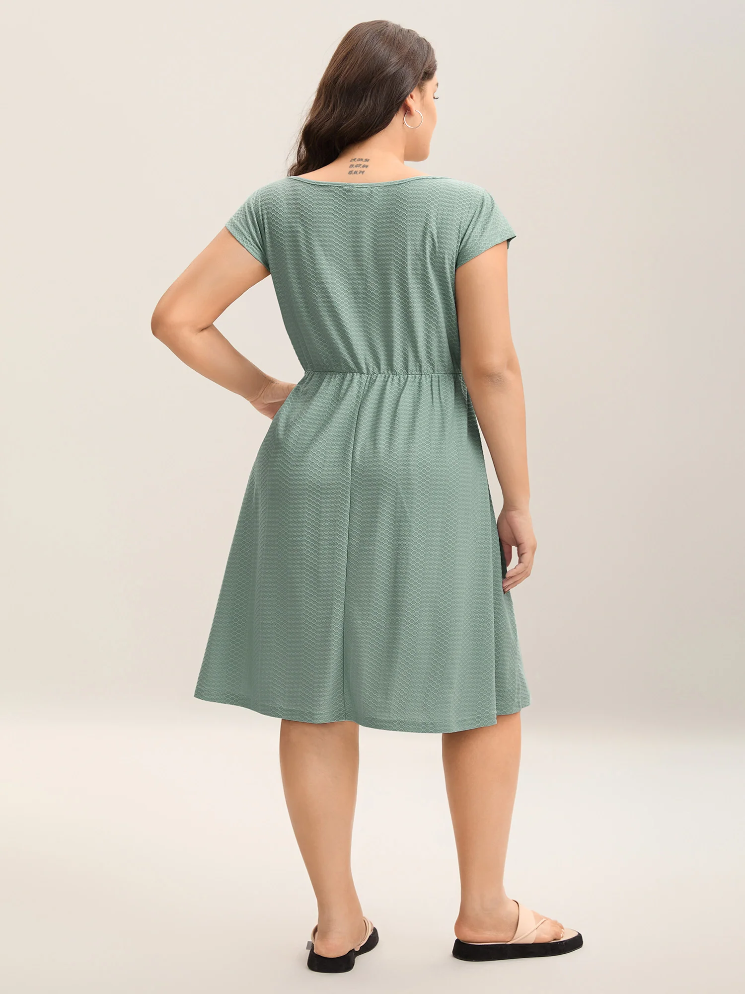 Textured Waist-Tie Knit Mini Dress - Image 4