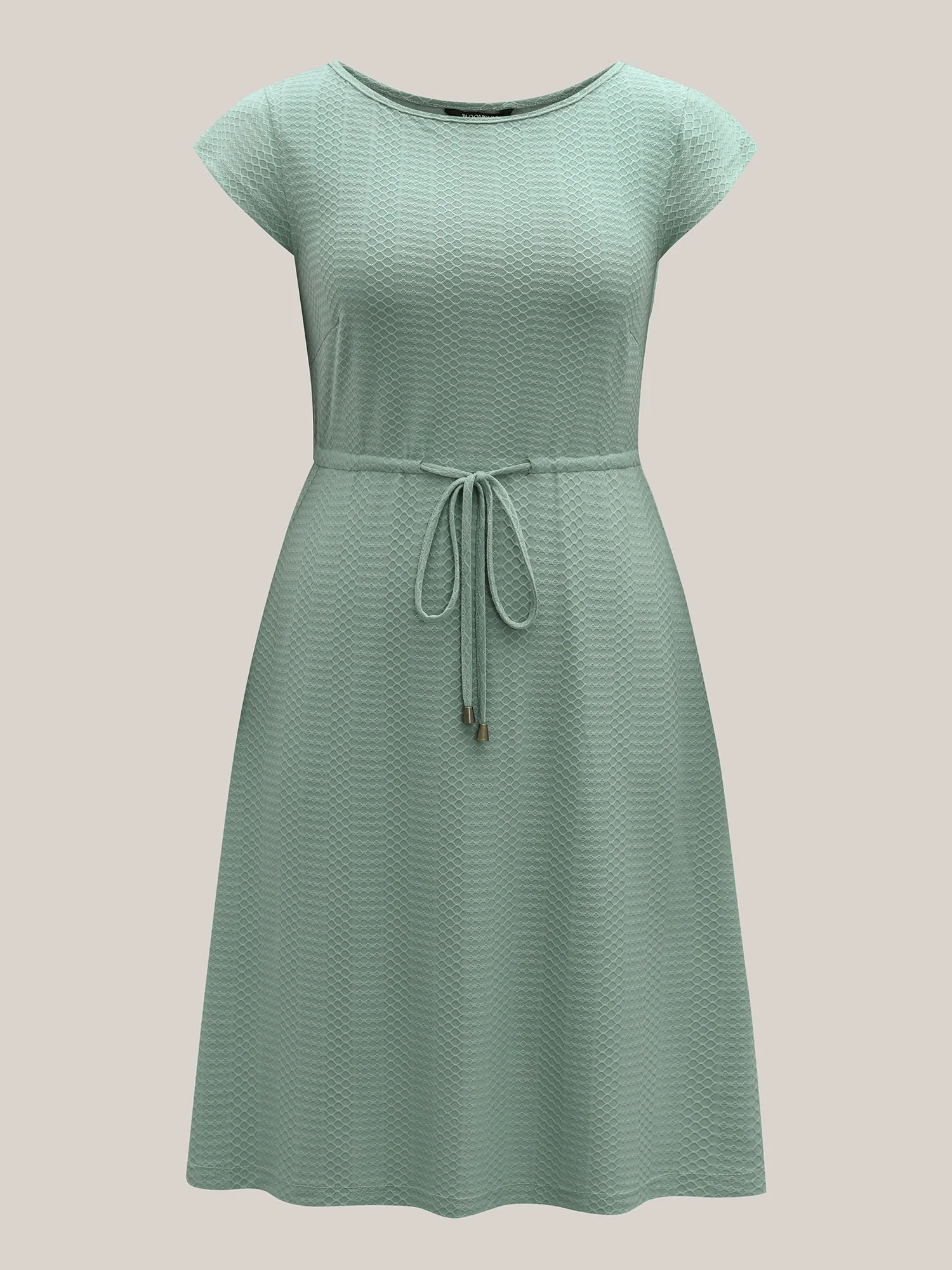 Textured Waist-Tie Knit Mini Dress - Image 7
