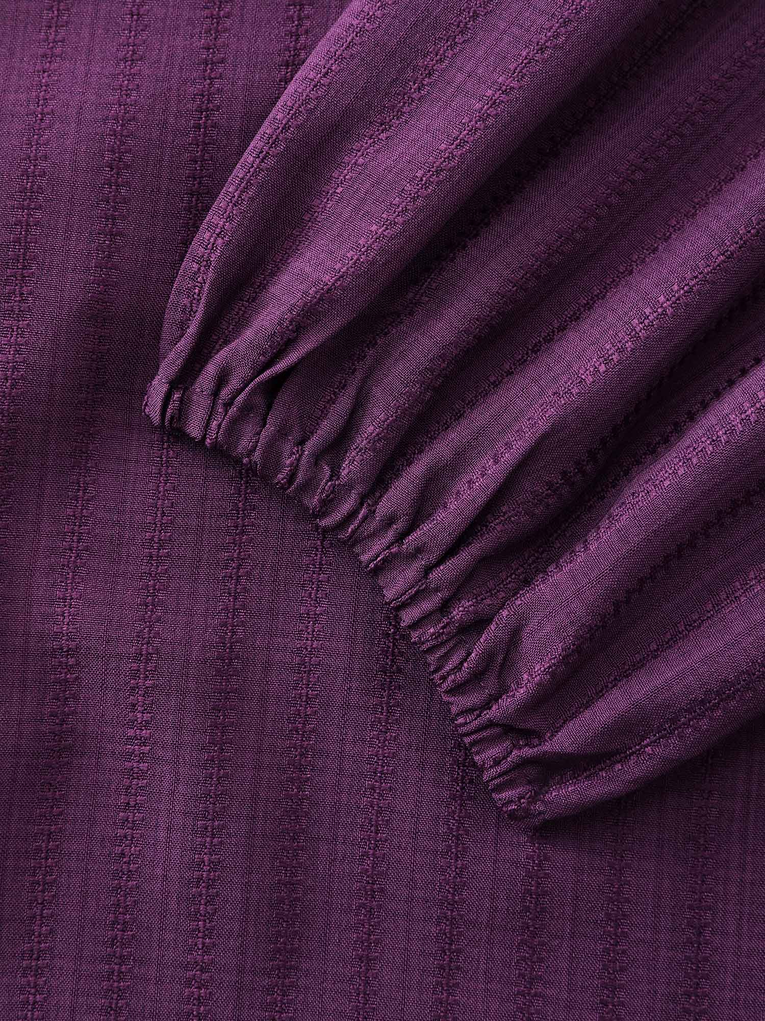 Textured Waist-Tie V-Neck Blouse - Image 5
