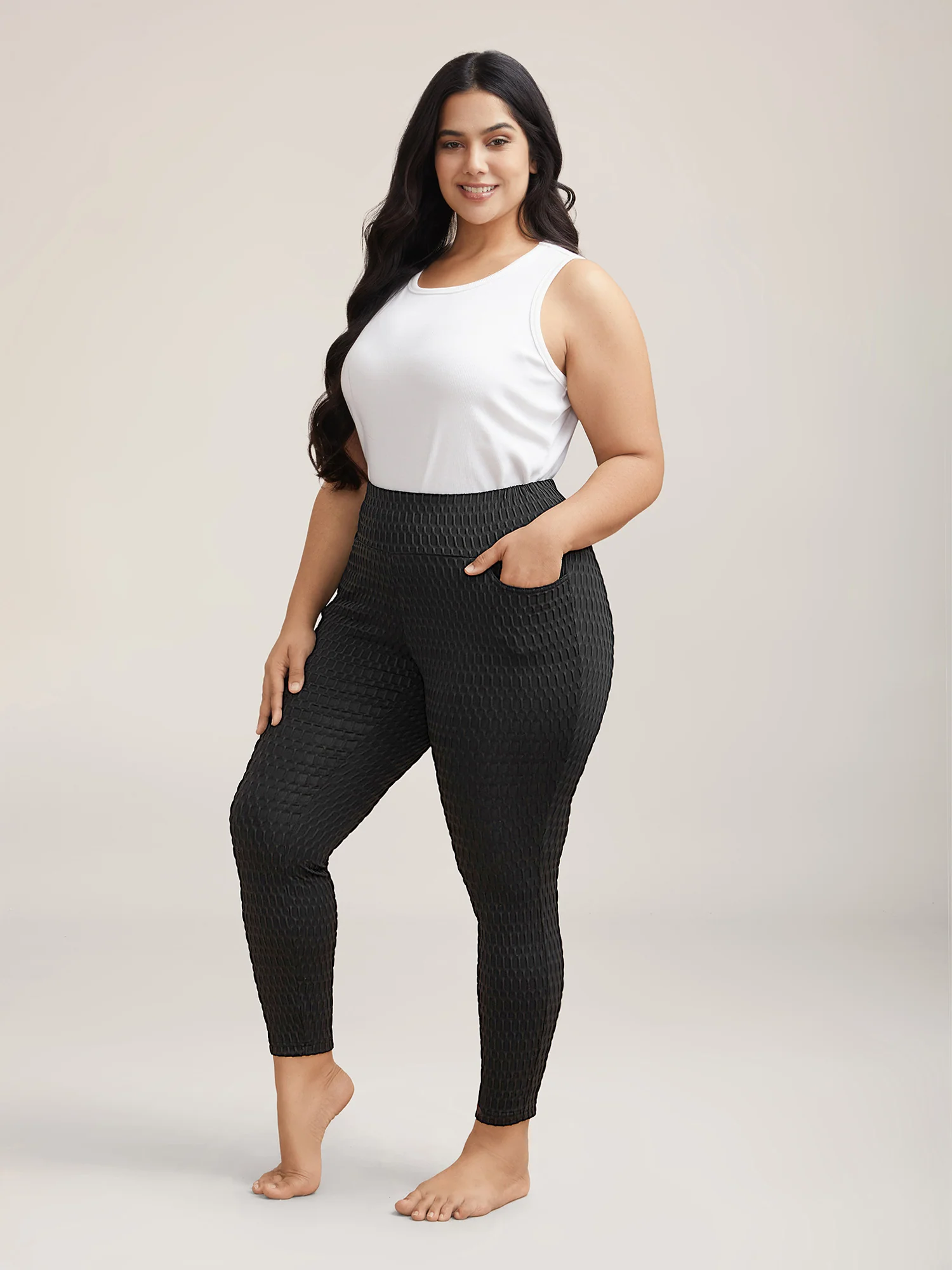 Textured Wide waist Super Stretch Leggings - Image 2