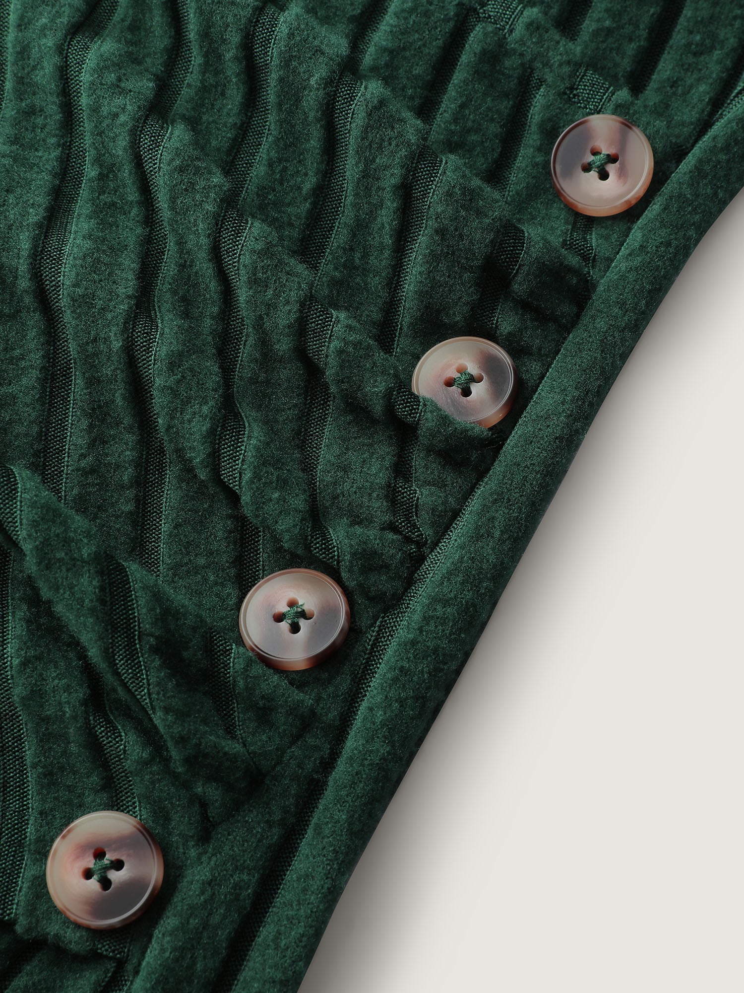Textured Wrap Button Detail Knit Top - Image 5